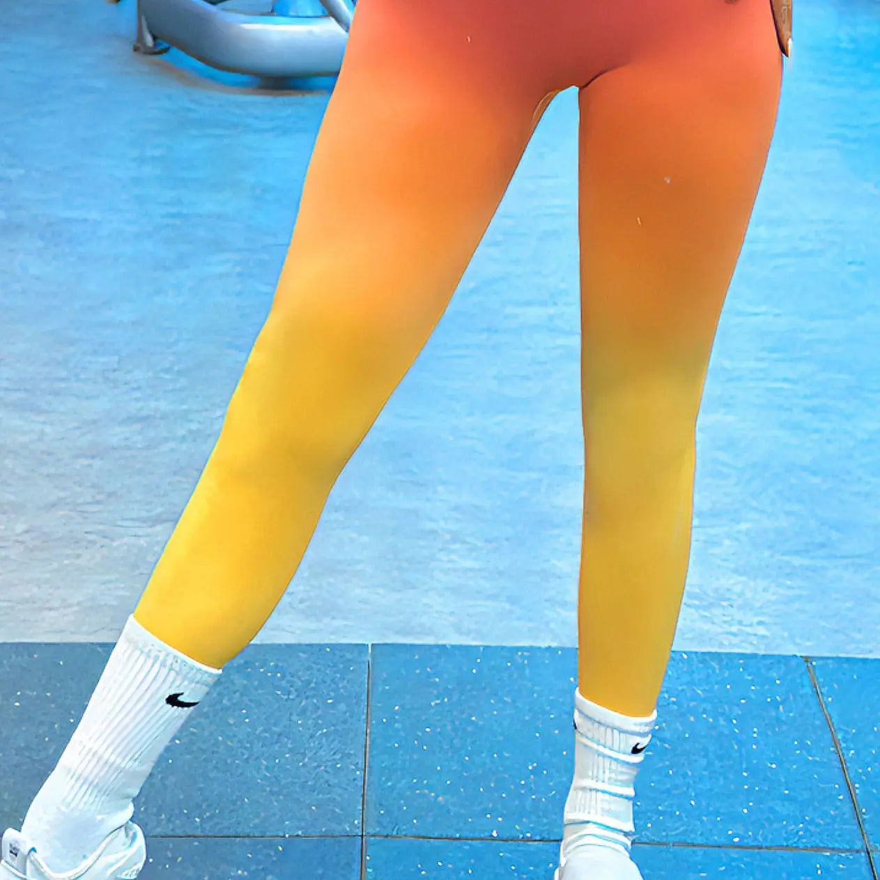 Sexy gradient sling tie-dye set beautiful back yoga bra suspenders high waist hip lift yoga pants set sport set women gym set Yellow pants