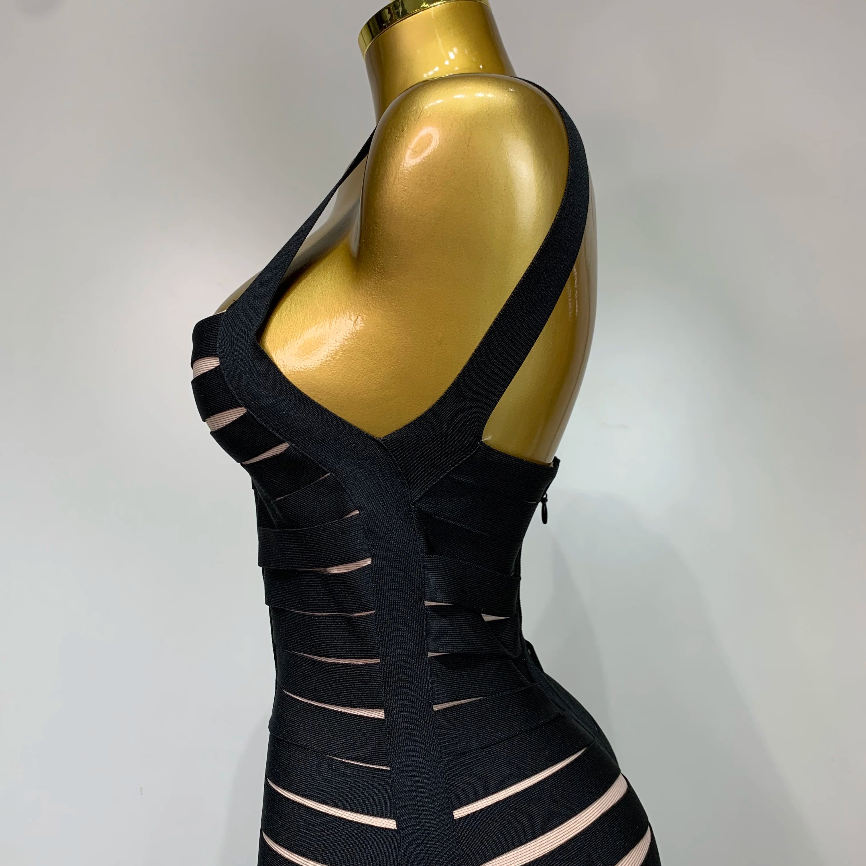 Women Sexy Sleeveless Square Collar Black Tassel Long Bandange Dresses Elegant Evening Party Birthday Gown Design Club Dress
