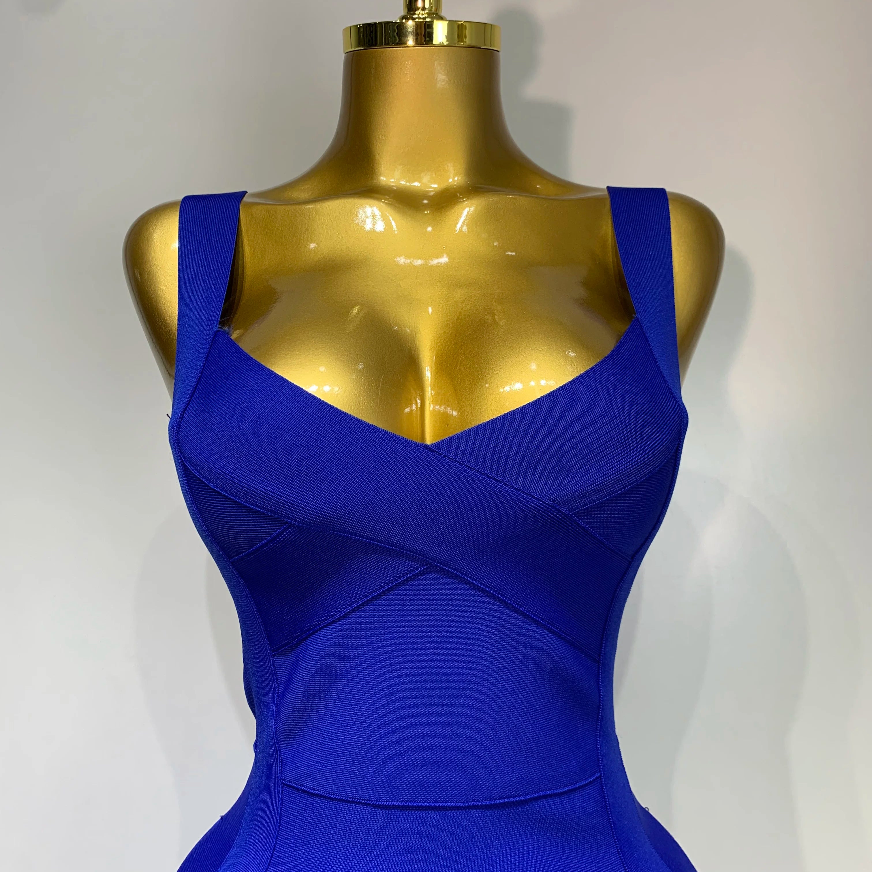 Women Sexy Celebrity Elegant Blue Bodycon Stretch Bandage Dress Nightclub Party Dress Luxury Birthday Vestidos