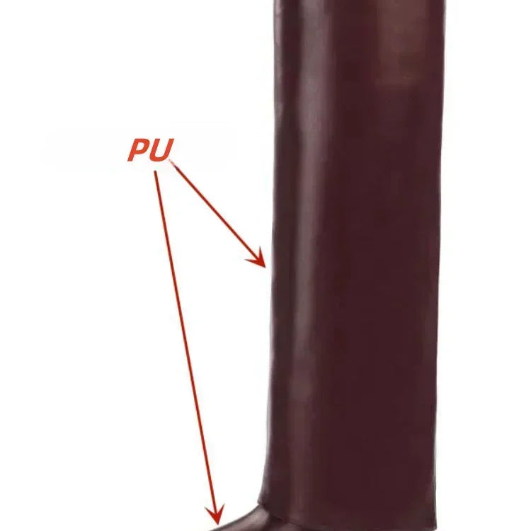 European and American Metal Lock Fasteners for High Tube Skirts, Boot Slopes, Leg Sleeves, Knee Length Boots, Platform Boots S76wine PU