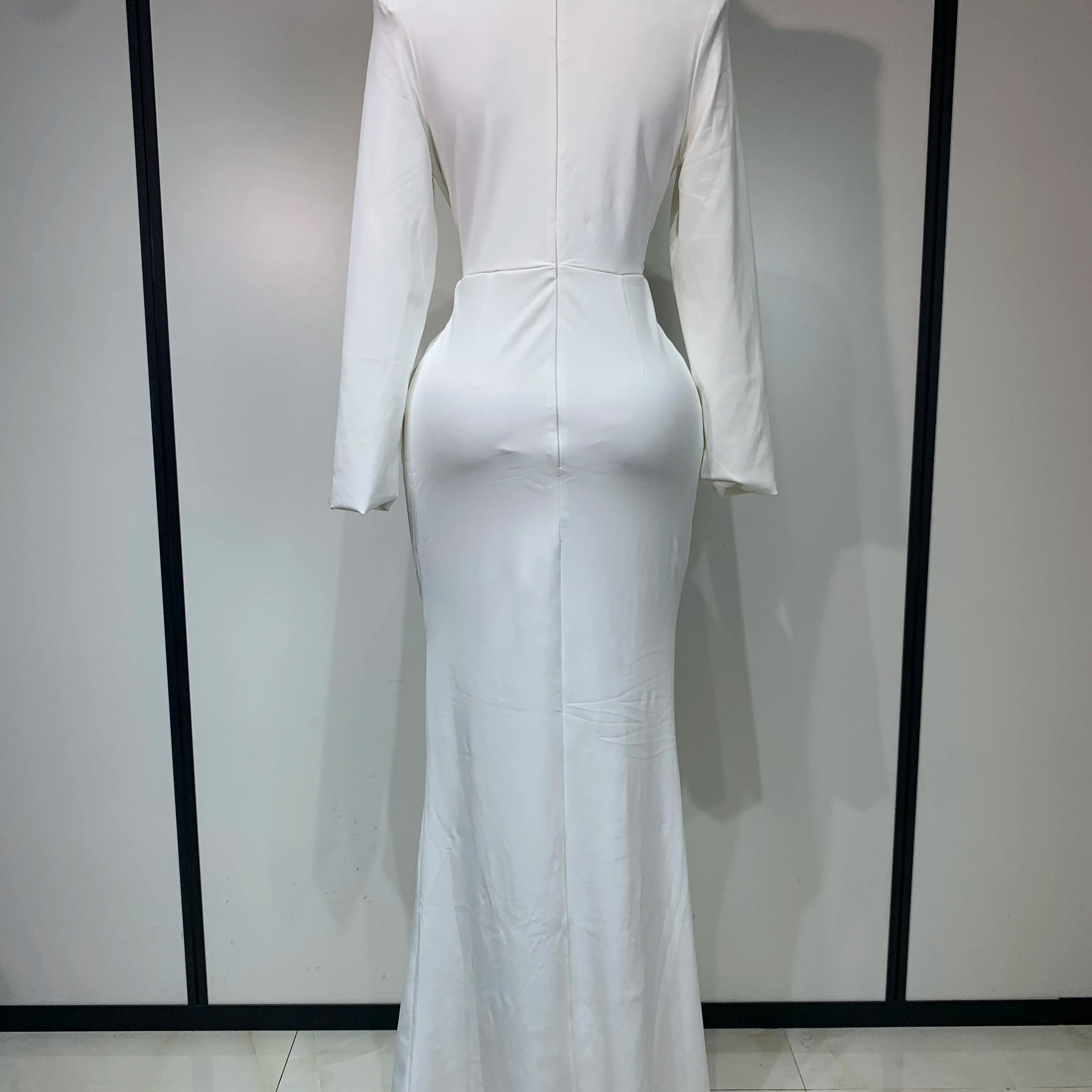 Women Long Sleeve Deep V-Neck Bodycon Long Dress Elegant Evening Party Club Celebrate Cocktail Outfit Luxuru Birthday Dress