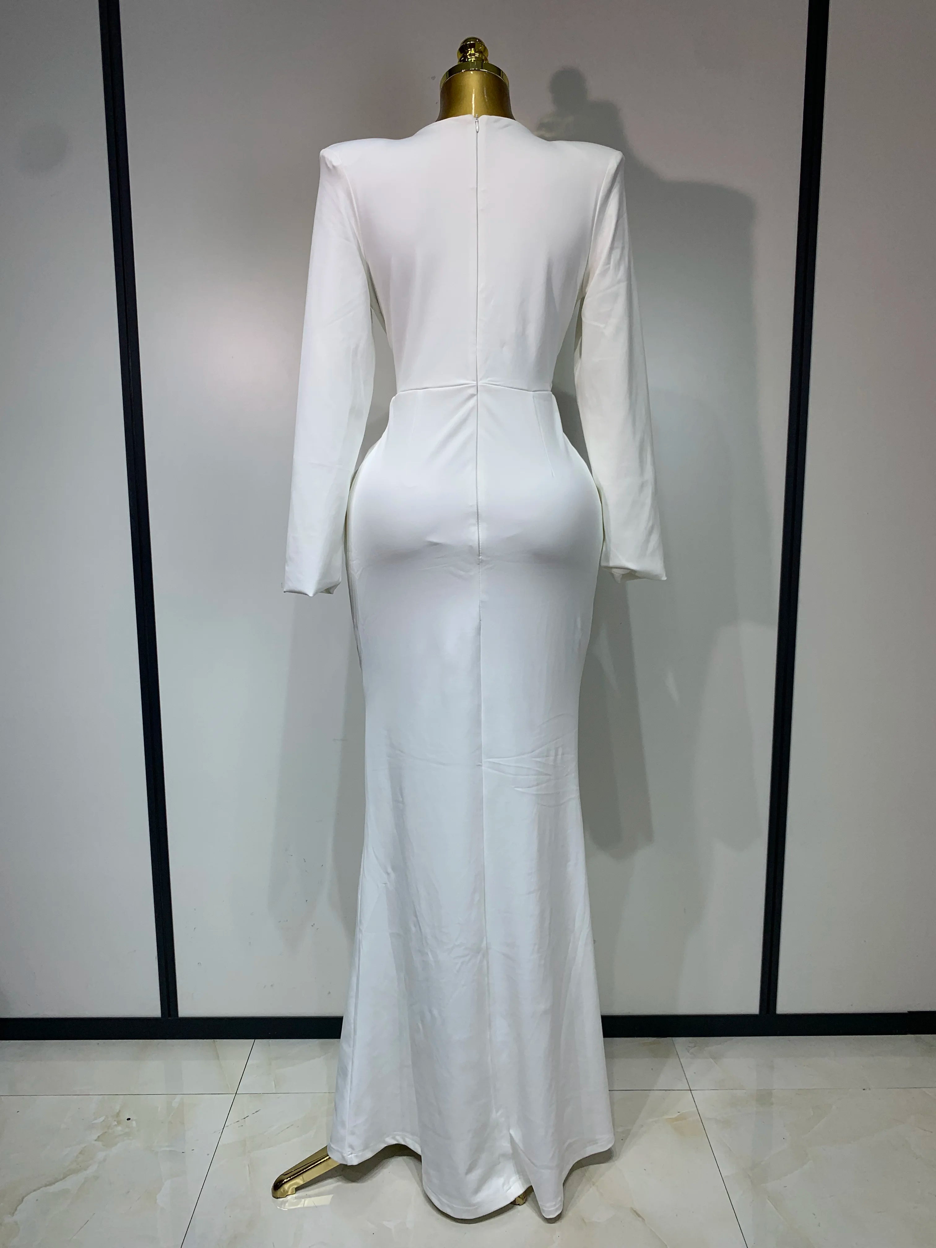 Women Long Sleeve Deep V-Neck Bodycon Long Dress Elegant Evening Party Club Celebrate Cocktail Outfit Luxuru Birthday Dress