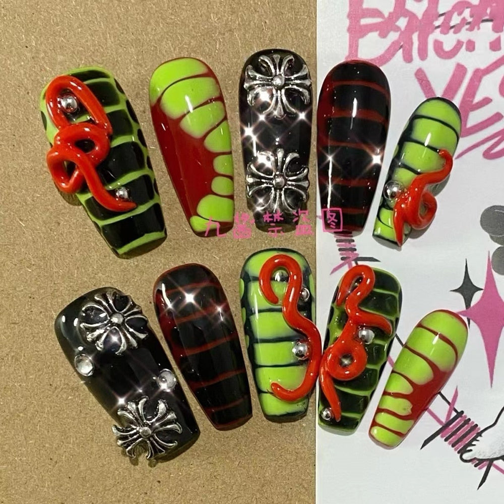 Summer Beach Travel Holiday Hello Kitty Conch Nails Girl Blue Youth Handwork Customizable Fake Nails Daughter Sister Gift