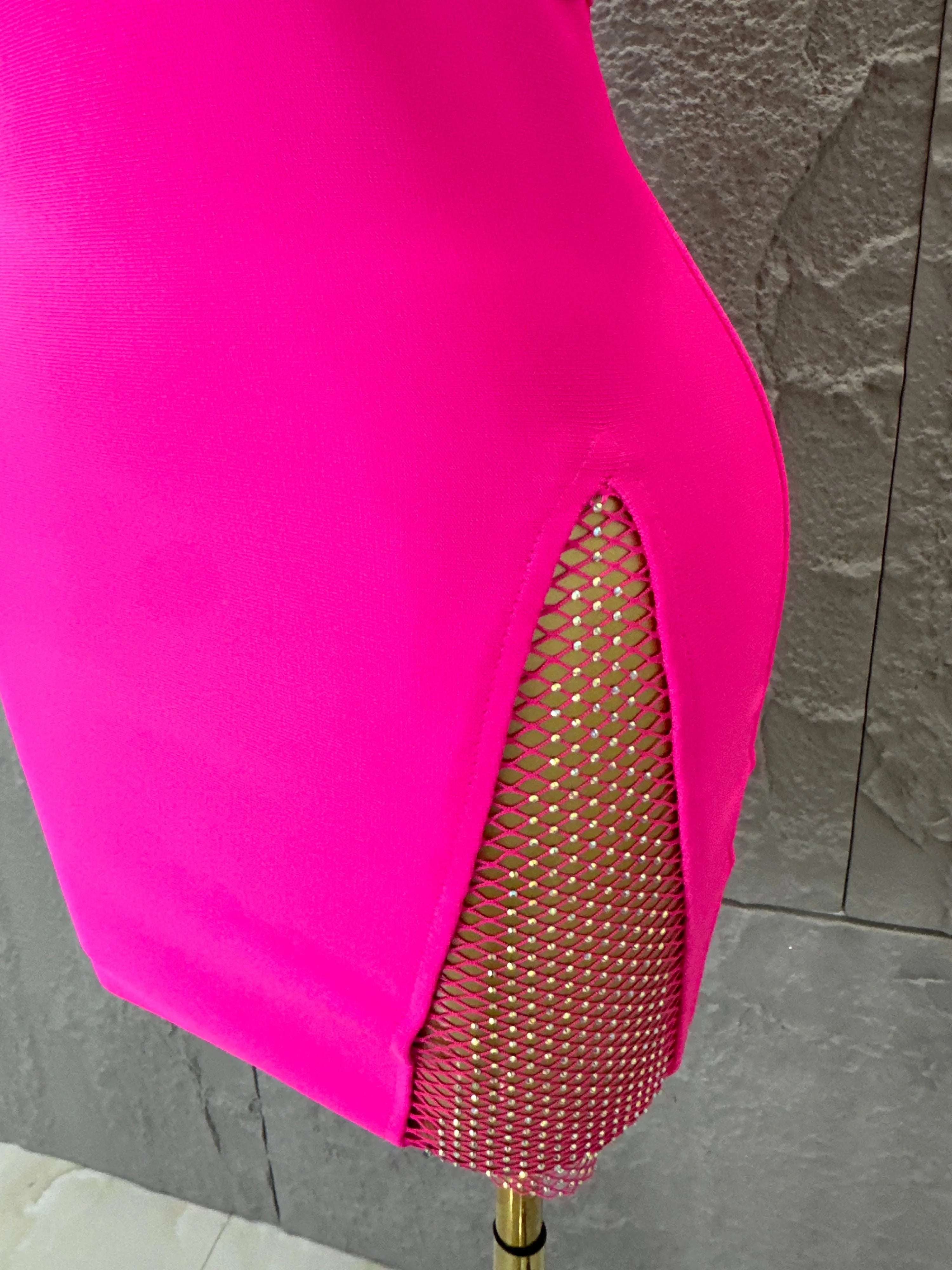 Hot Pink Women Sexy Bandage Dress Women Party Dress Bodycon Elegant Sexy Evening Birthday Club Outfits Cocktail Party