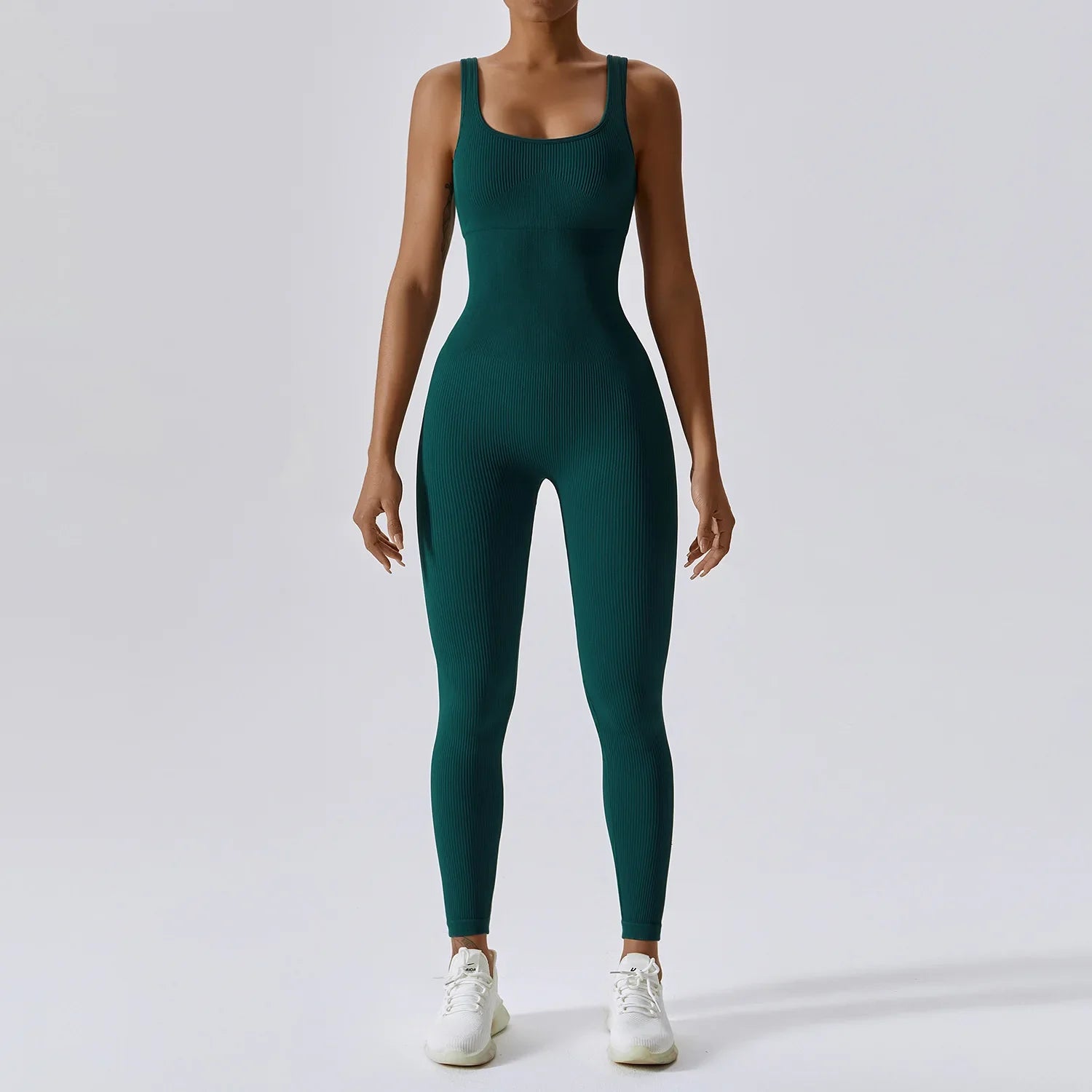 Women's Tracksuit Seamless Yoga Set Yoga Jumpsuits One Piece Workout Rompers Sportswear Gym Set Workout Clothes Women Bodysuit Dark green