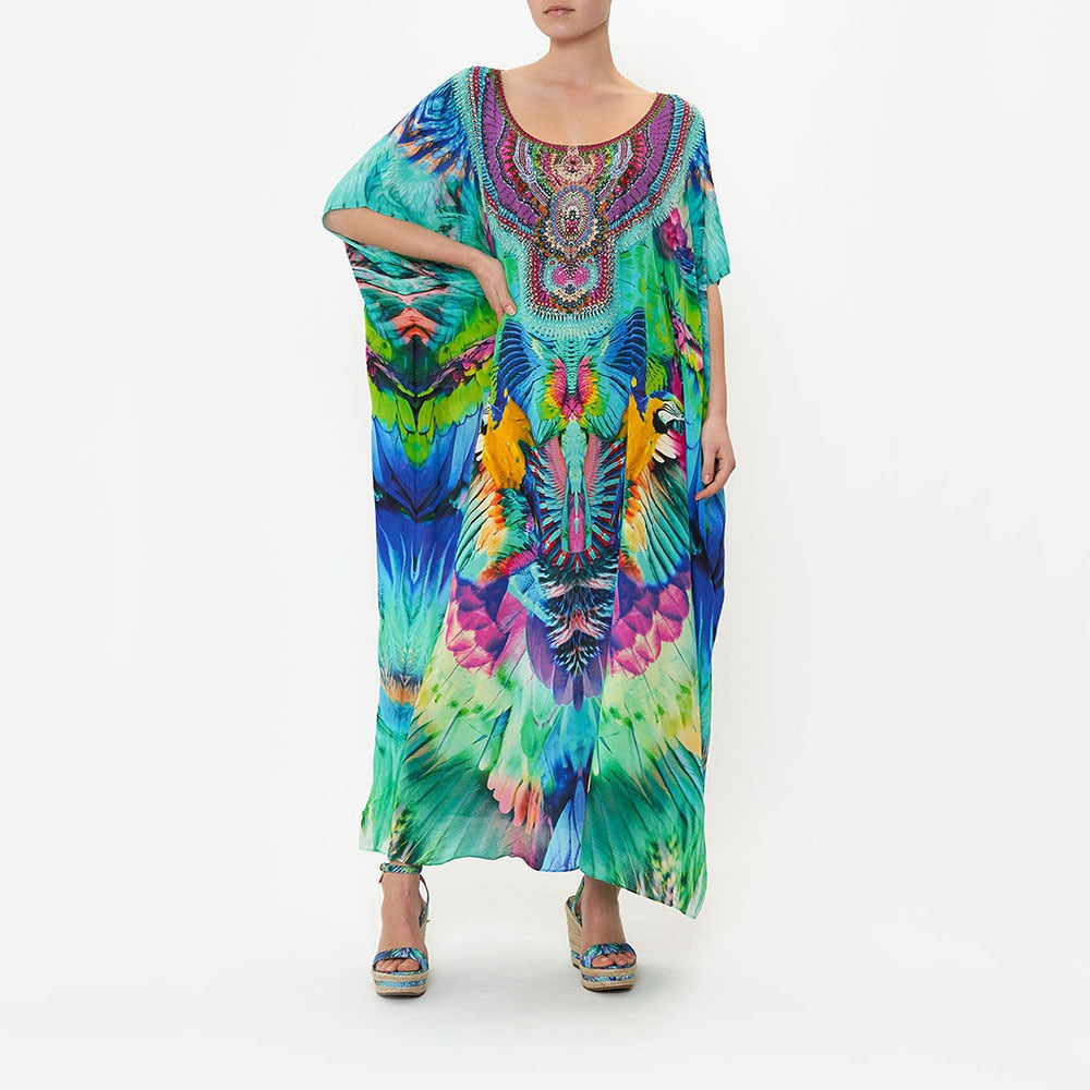 Summer Dress Cover-ups Bathing Suit Beach Outfits Kaftans Bohemian Clothes Pareos De Playa Mujer Z501 One Size