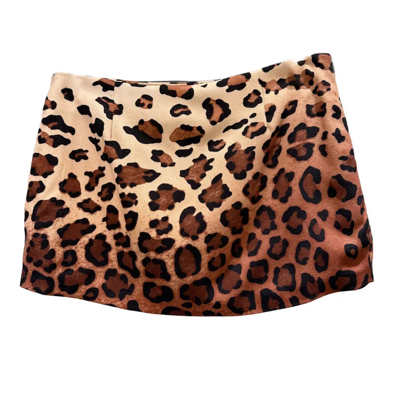 Winter New Fashion Yellow Leopard Print Short Skirt For Women Versatile Low Waist Wrapped Hip A-line Skirts 11A07921