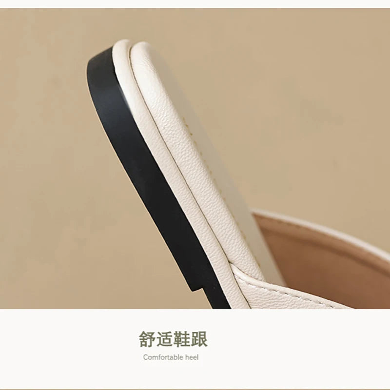 2024 Summer New Women's Outdoor Slippers Korean Style Fashion Flat Shoes Women's Casual Mary Jane Mules