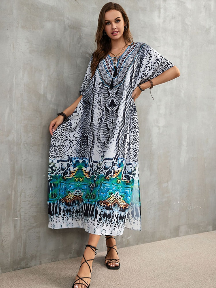 Plus Size Beach Cover Up Robe Plage Pareo Long Dress Summer Beachwear Swimsuit Cover Up Tunic For Beach Kaftan Dress Color 07 One Size