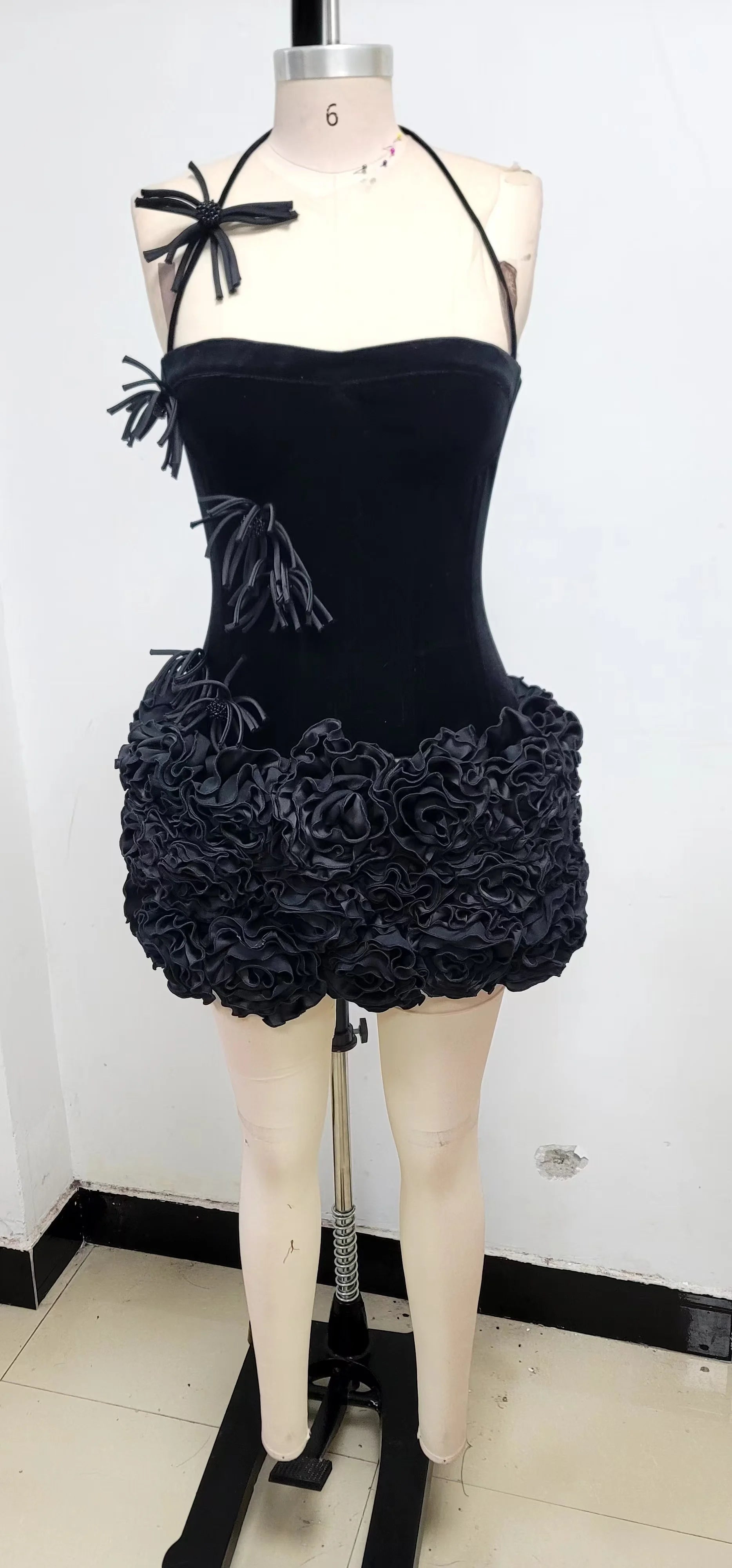 Black Red Color Women Sexy Strapless Laced-up Tops Florlas Bodycon Mini Skirt Set Celebrate Birthday Party Cocktail Dress