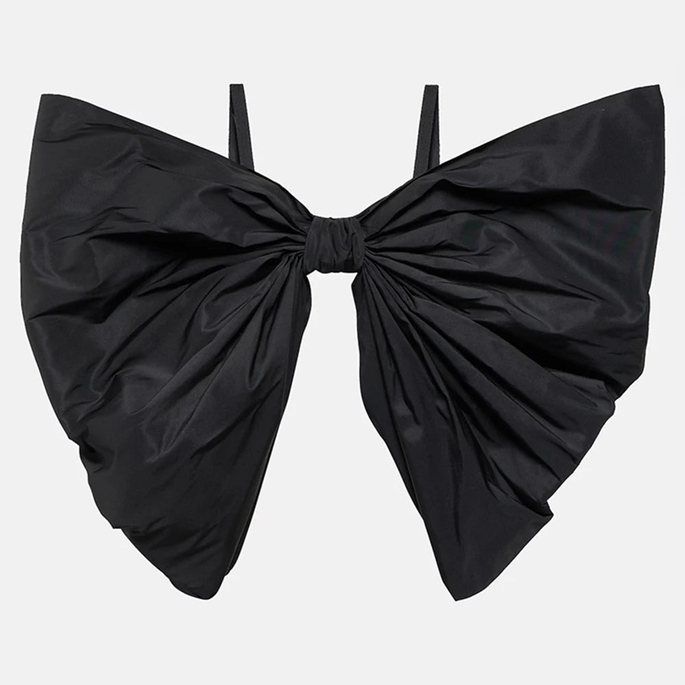 Solid Sexy Slimming Bowknot Tank Tops For Women Square Collar Sleeveless Backless Designer Camisole Vest Female New BLACK