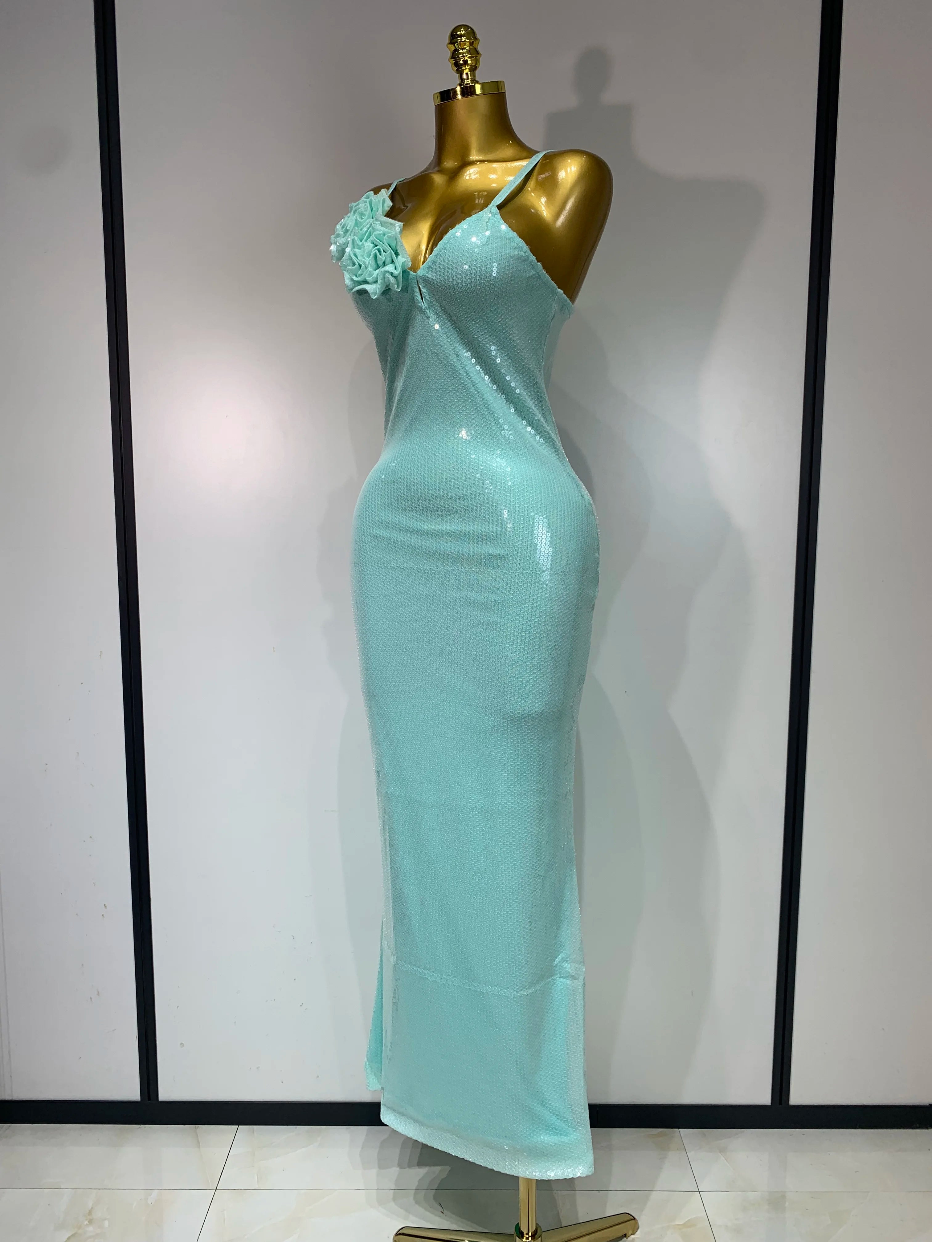 Women Sexy Sling V Neck Appliques Sequines Glitter Bodycon Long Dresses 2025 Luxury Birthday Party Celebrity Evening Prom Gown