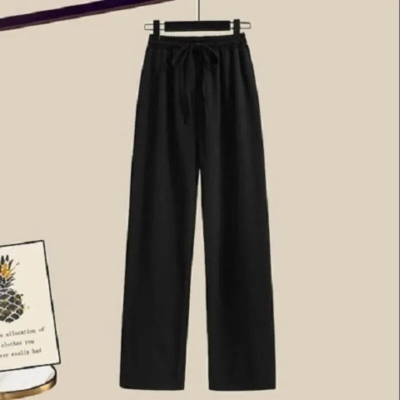 Women's Autumn Winter New Fashion Suit Korean Elegant Knitting Sweater+White Long Sleeve+Pants Three Piece Set Female Clothing Only Black Pants