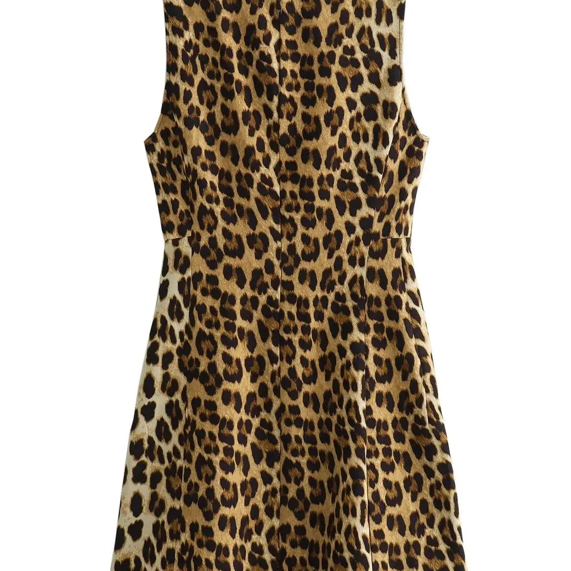 XNWMNZ Women Fashion Animal Print Dress Women High Street O Neck Sleeveless Back Zip Female Mini Dresses