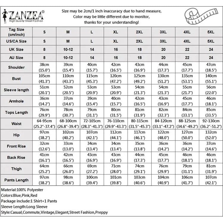 ZANZEA Women Casual Pants Sets Outfits Oversized Fashion Printed Long Sleeve Blouse Wide Leg Pant Streetwear Loungewear Set Suit