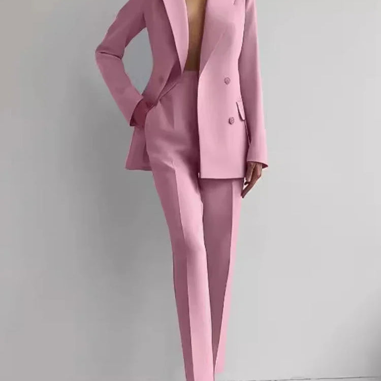 Elegant Blazer Suit and Wide Leg Pants Two 2 Piece Sets Outfits Women 2024 Classic OL Work Street Outfit Tracksuit
