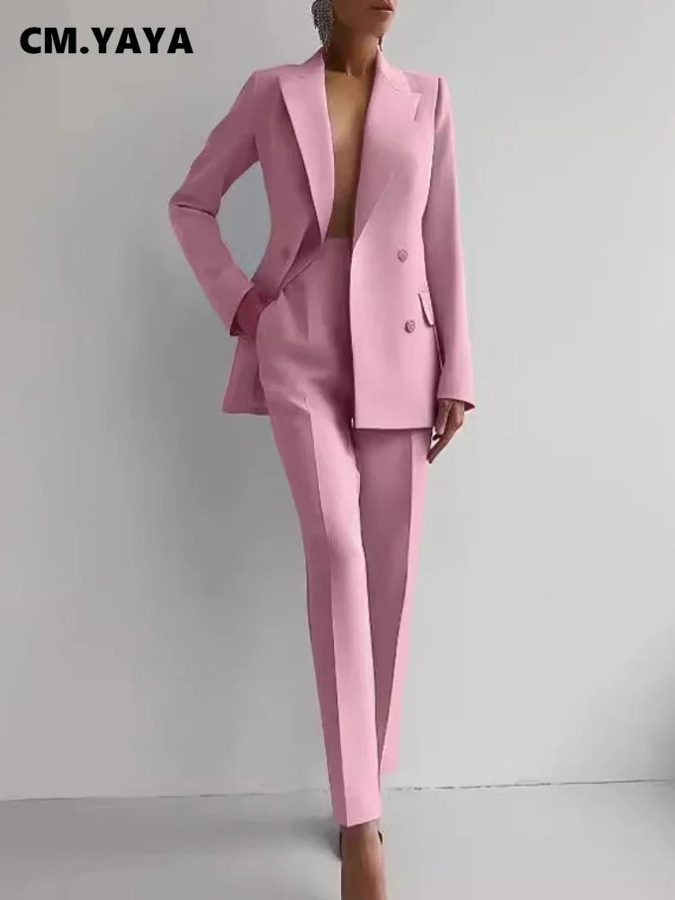 Elegant Blazer Suit and Wide Leg Pants Two 2 Piece Sets Outfits Women 2024 Classic OL Work Street Outfit Tracksuit