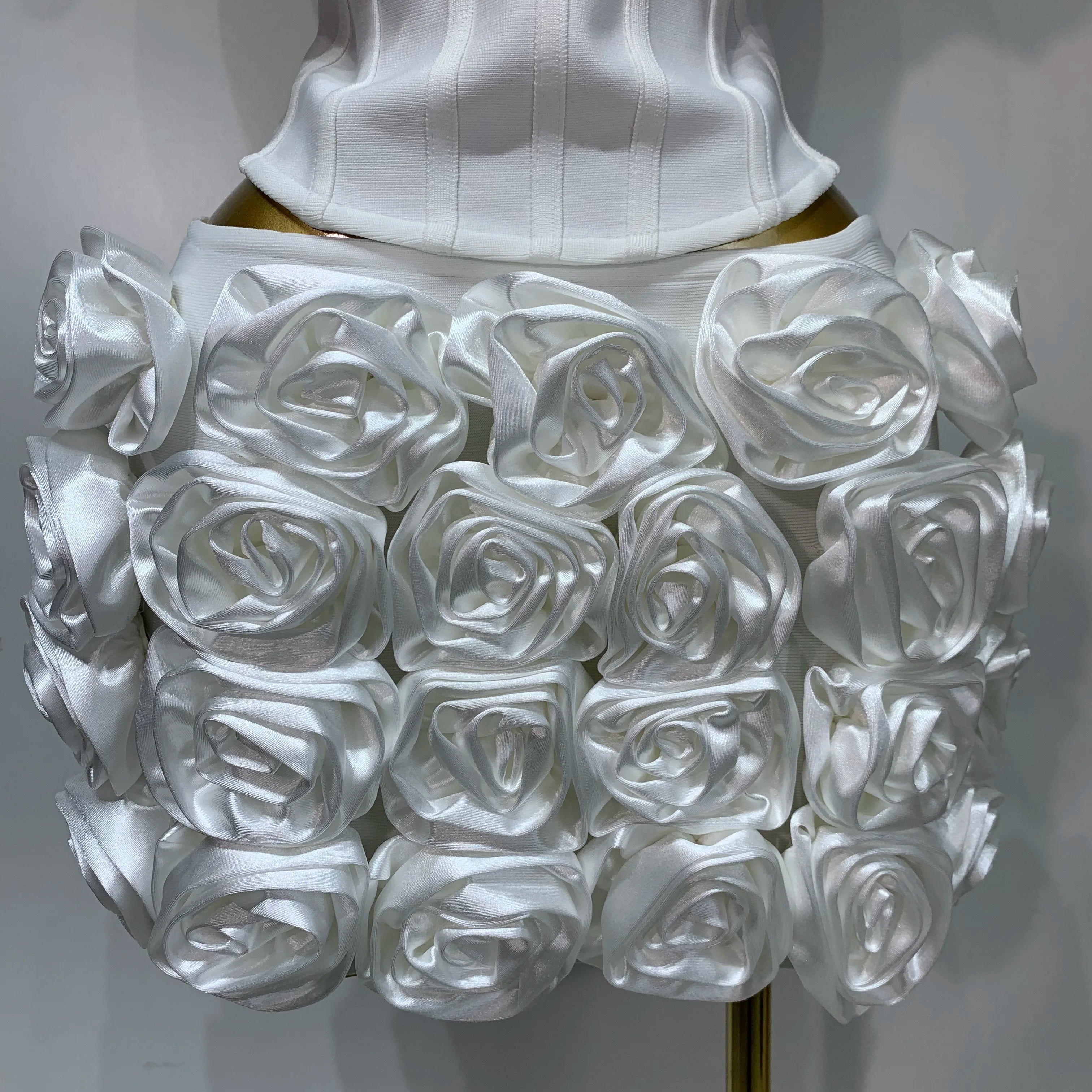 Women Sexy Backless Sleeveless 3D Flower Strapless Two Piece Set 2025 Celebirty Elegant Evening Club Party Luxury Birthday Gown