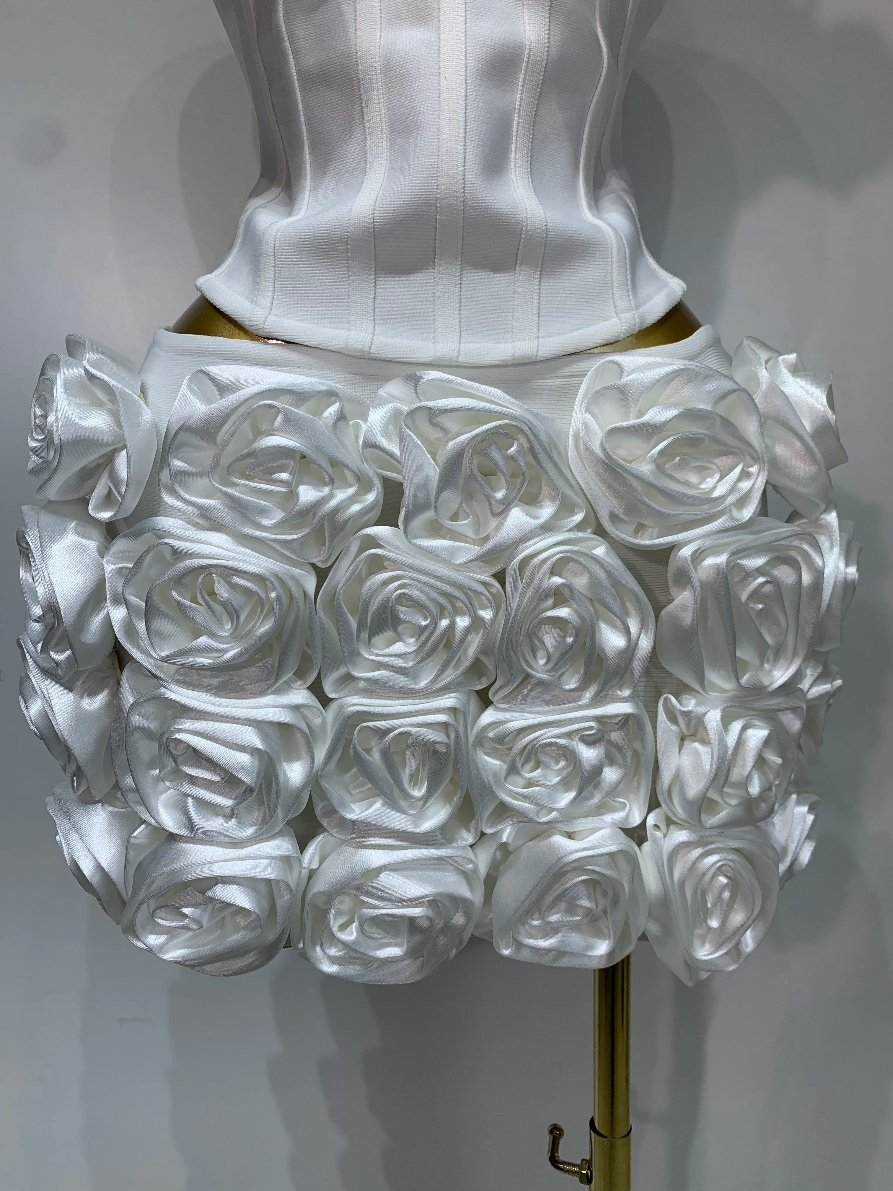 Women Sexy Backless Sleeveless 3D Flower Strapless Two Piece Set 2025 Celebirty Elegant Evening Club Party Luxury Birthday Gown