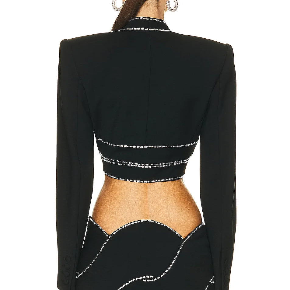 2023 Women Long Sleeve Sexy Tops Bodycon Skirt Mini Set Rayon Bandage Fashion High Street Women's Set