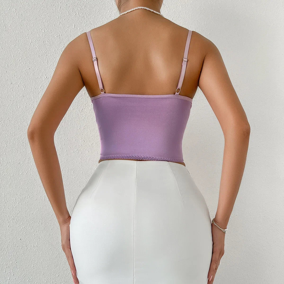 Women Summer Skinny Camisole Sexy Sleeveless Backless Bustier Chic Tops Female 3D Butterfly Decor Crop Tops Corset Tops