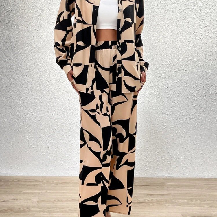 2 Piece Sets Women Outfit New in Spring Summer Fashion Women Tops Elegant Commuting Printed Button Pants Set Women's Clothing