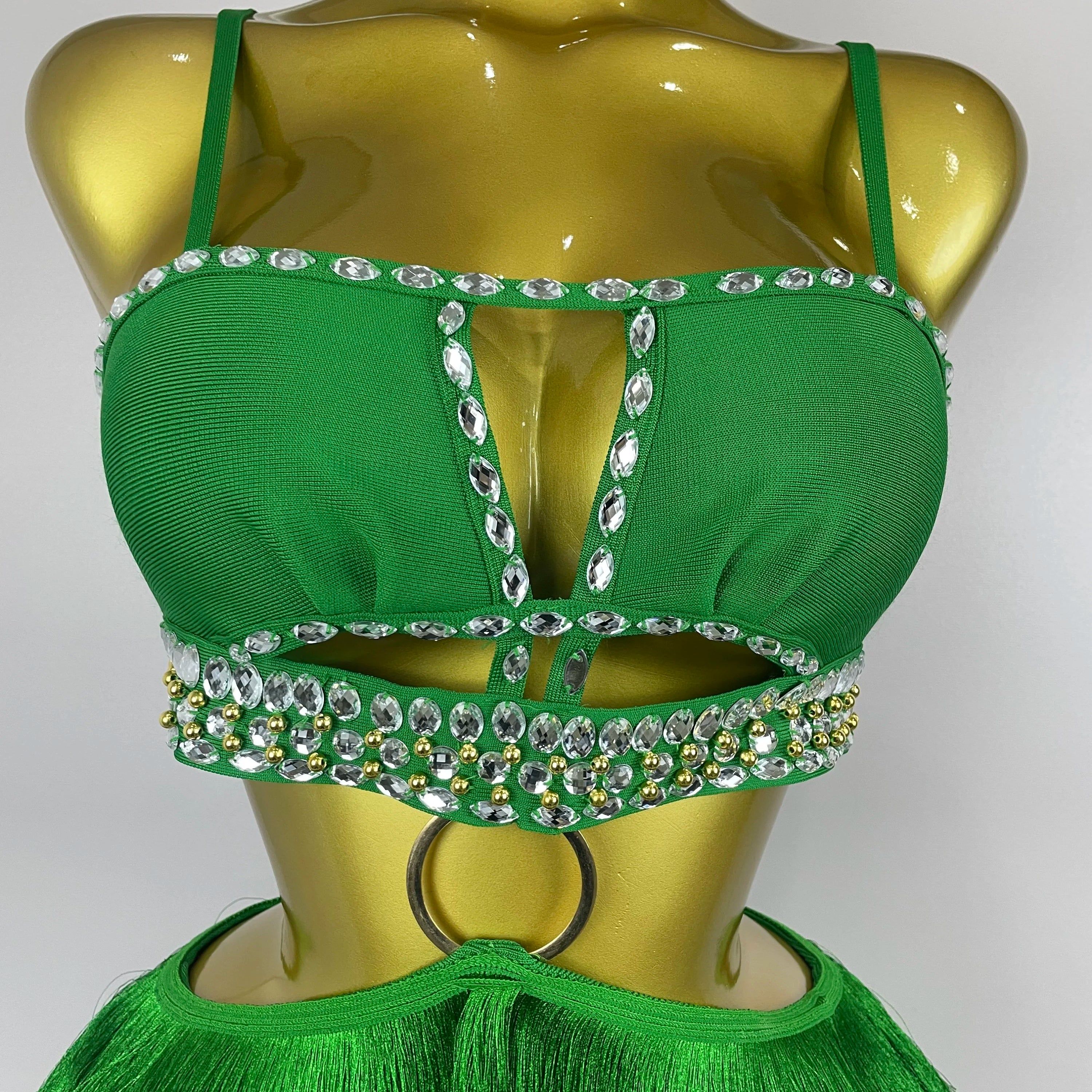 2025 Women Sexy Green Sling Backless Dress Bodycon Bandage Dress Celebrity Elegant Evening Club Luxury Birthday Party Dresses