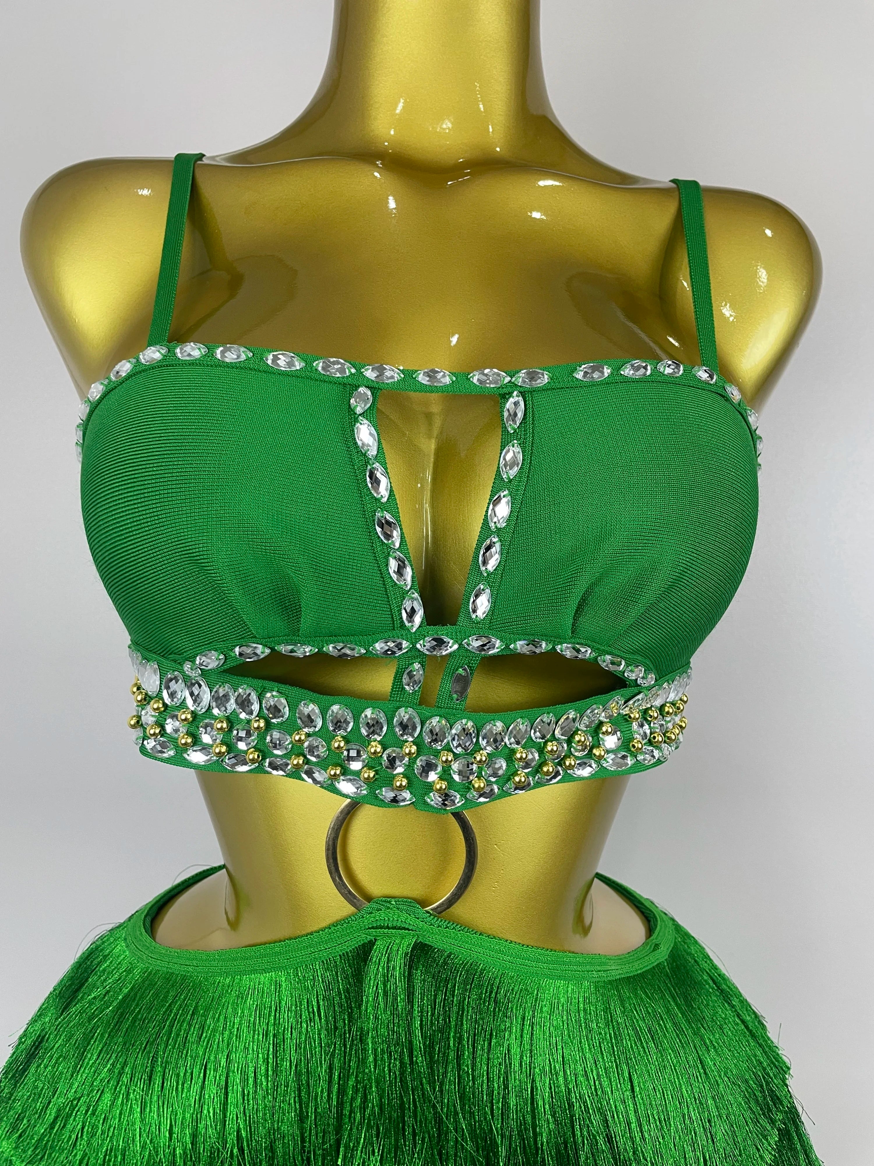 2025 Women Sexy Green Sling Backless Dress Bodycon Bandage Dress Celebrity Elegant Evening Club Luxury Birthday Party Dresses