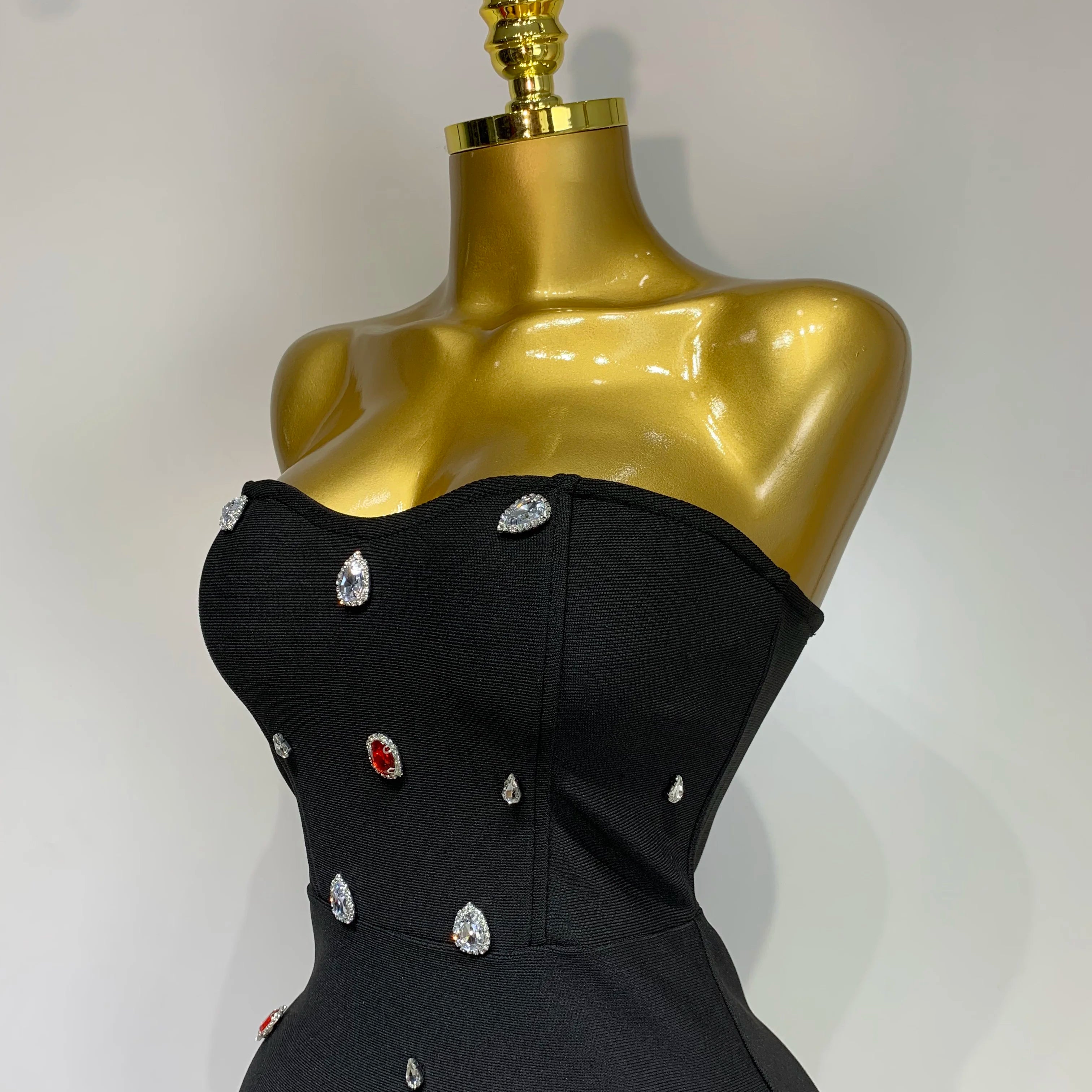 Women Sexy Strapless Colorful Crystal Bodycon Mini Bandage Dress 2025 New Spring Elegant Party Celebrate Birthday Outfit