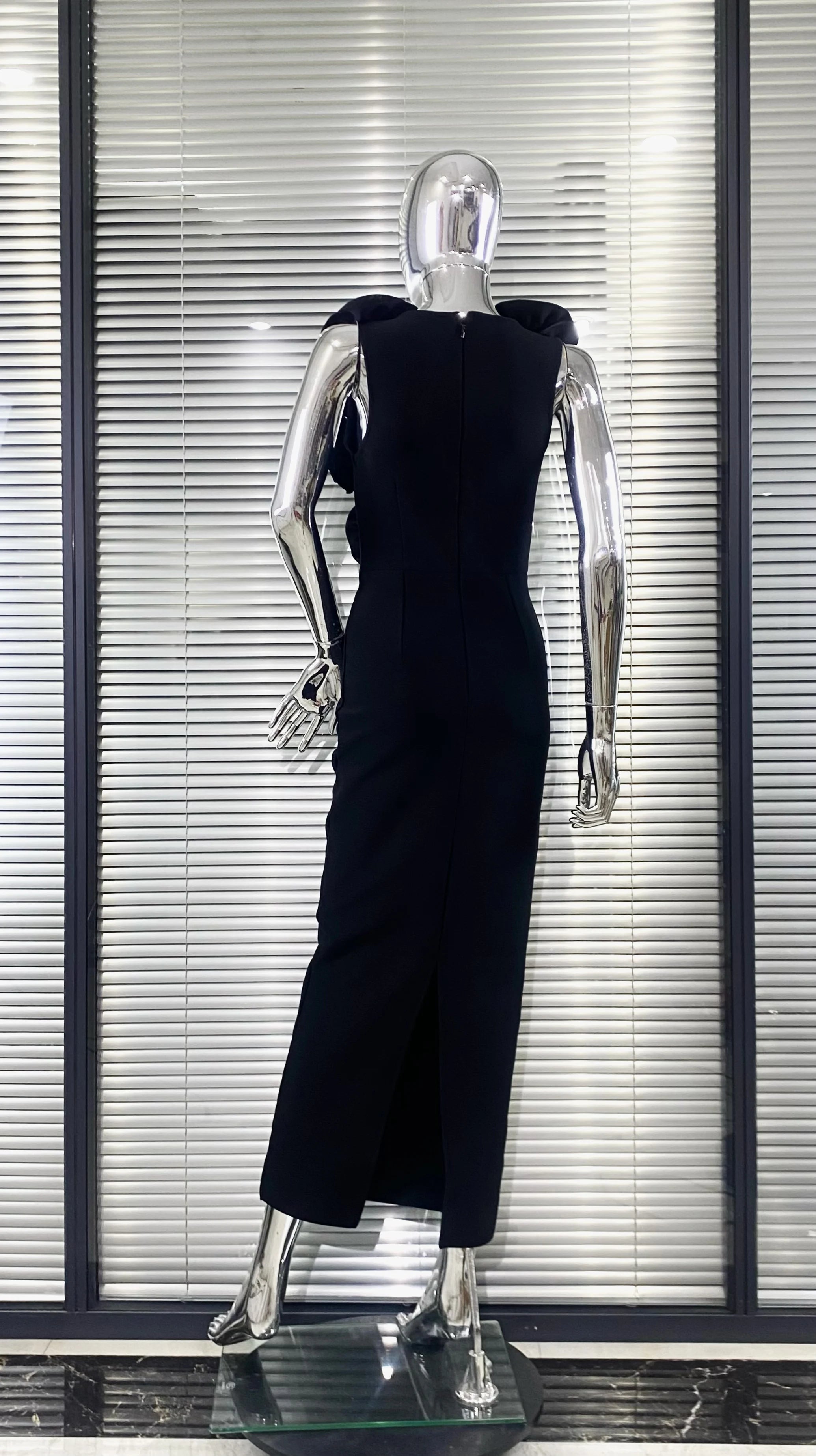 Red And Black Sexy Plow Cut Package Hip Floor Length Dress Graceful Woman Party Dress Cocktail Party Outfit