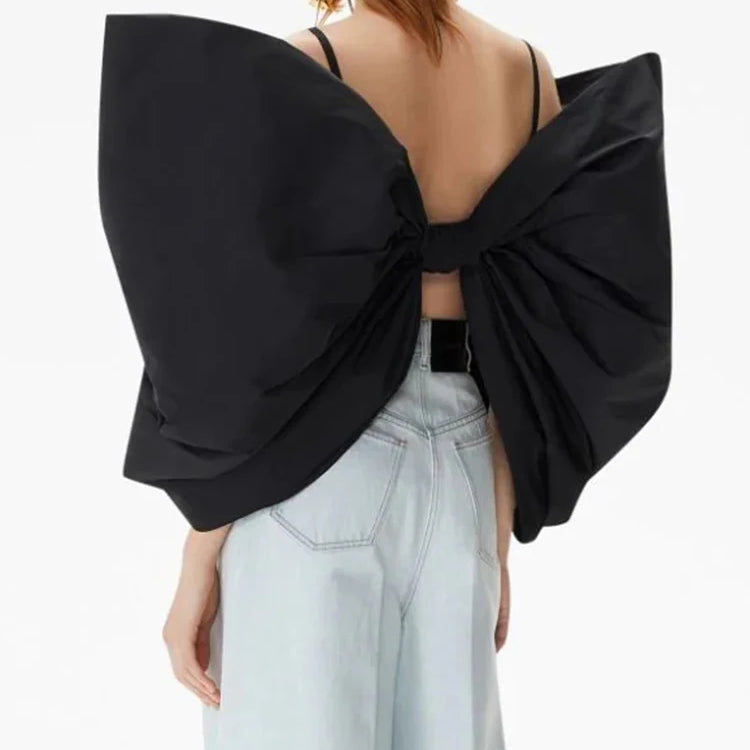 Solid Sexy Slimming Bowknot Tank Tops For Women Square Collar Sleeveless Backless Designer Camisole Vest Female New