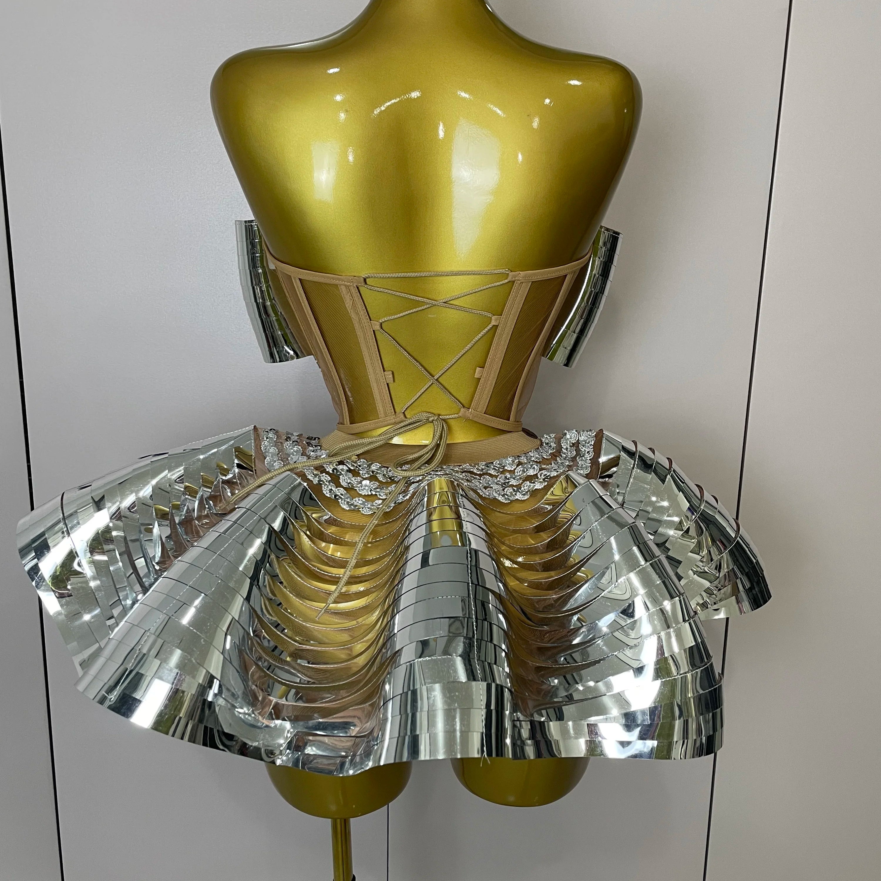 2025 Women Silver Sequins Rhinestone Sexy Backless Two Piece Set Birthday Party Club Fancy Outfit Stage Performance Costume