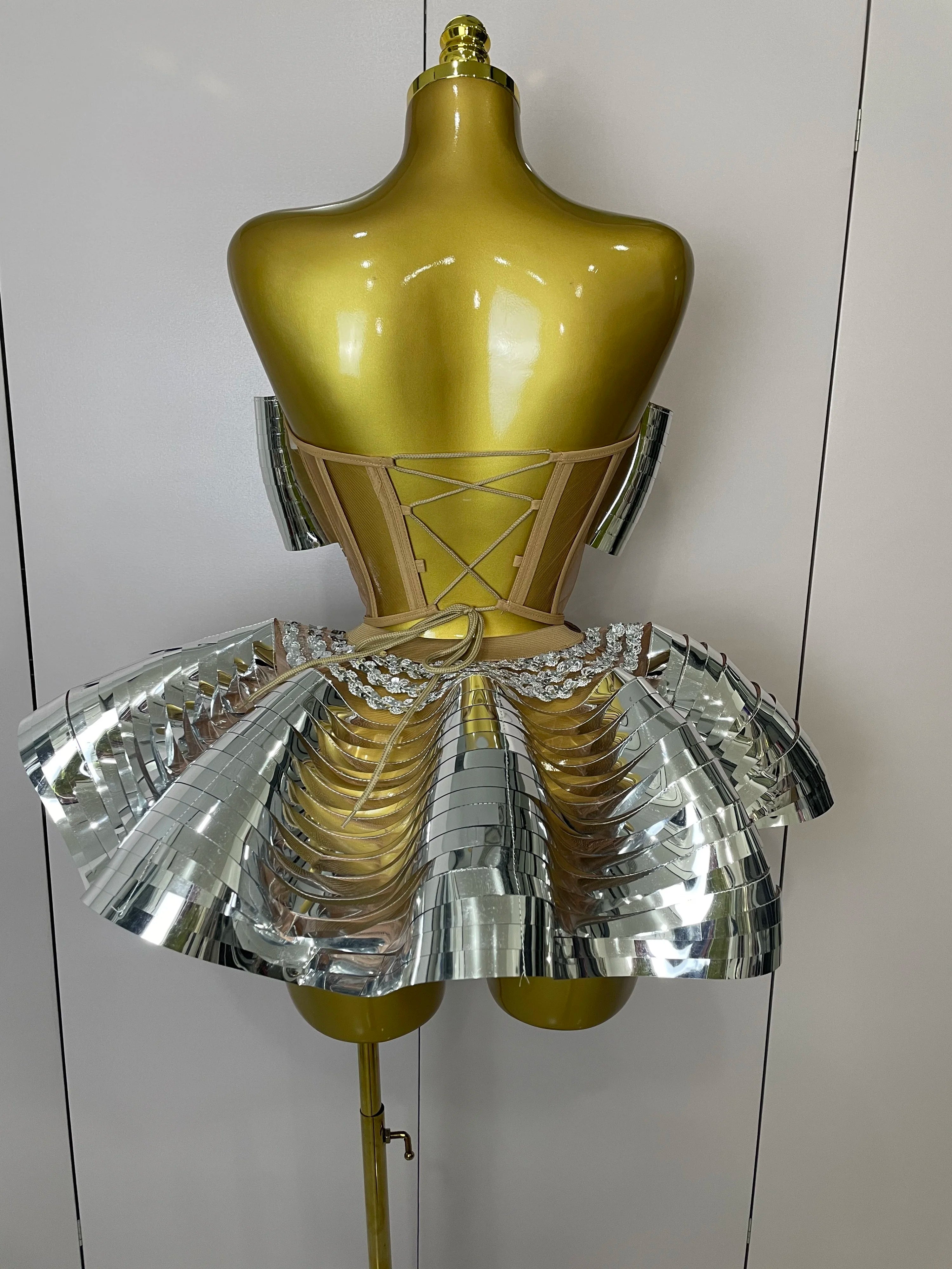 2025 Women Silver Sequins Rhinestone Sexy Backless Two Piece Set Birthday Party Club Fancy Outfit Stage Performance Costume