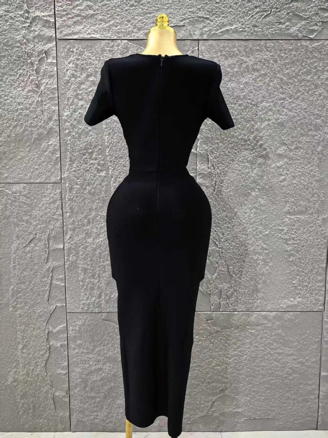 High Women Sexy Short Sleeve Keyholes Bodycon Long Bandage Dress Nightclub Party Birthday Evening Outfit Vestido