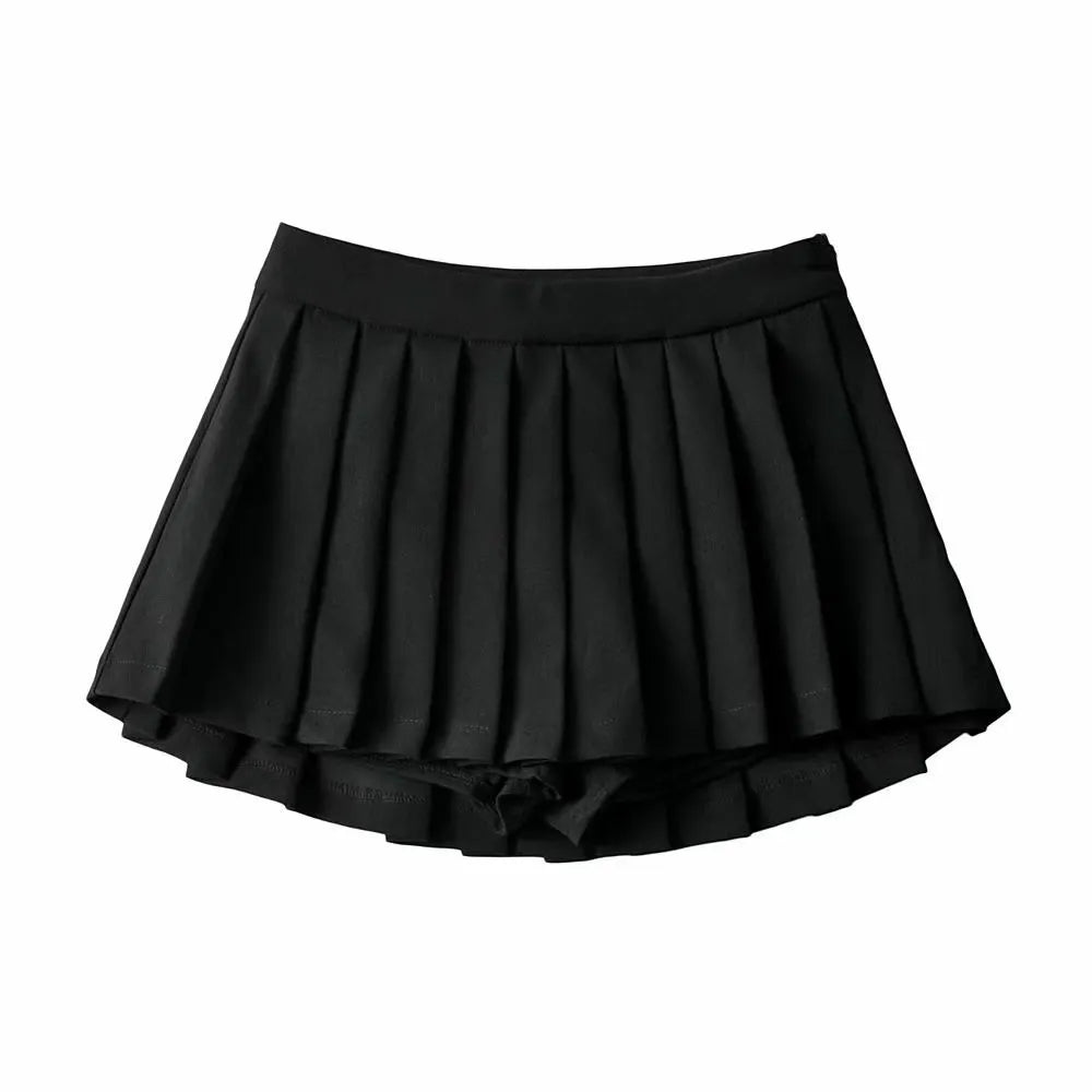 Summer High Waist Skirts Womens Sexy Mini Skirts Vintage Pleated Skirt Korean Tennis Skirts Short White Black black