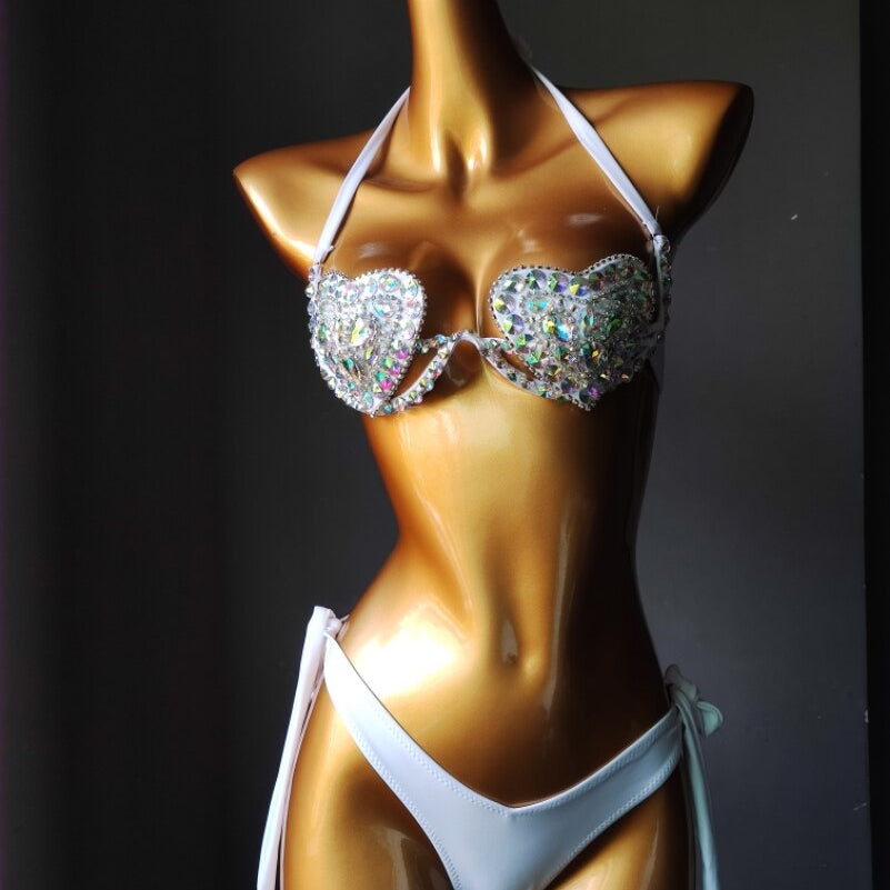 Rhinestone Bikini Sexy Women Swimwear 2024 Newest Push Up Female Swimsuit Manual Crystal Diamond Bathing Suit