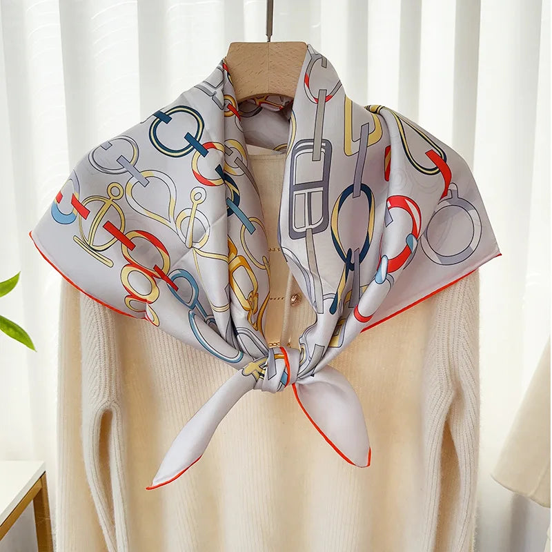 90 Silk Scarf Wraps 100% Silk Neckerchief Shawl Womens Fashion Bandana Scarf Foulard Gray