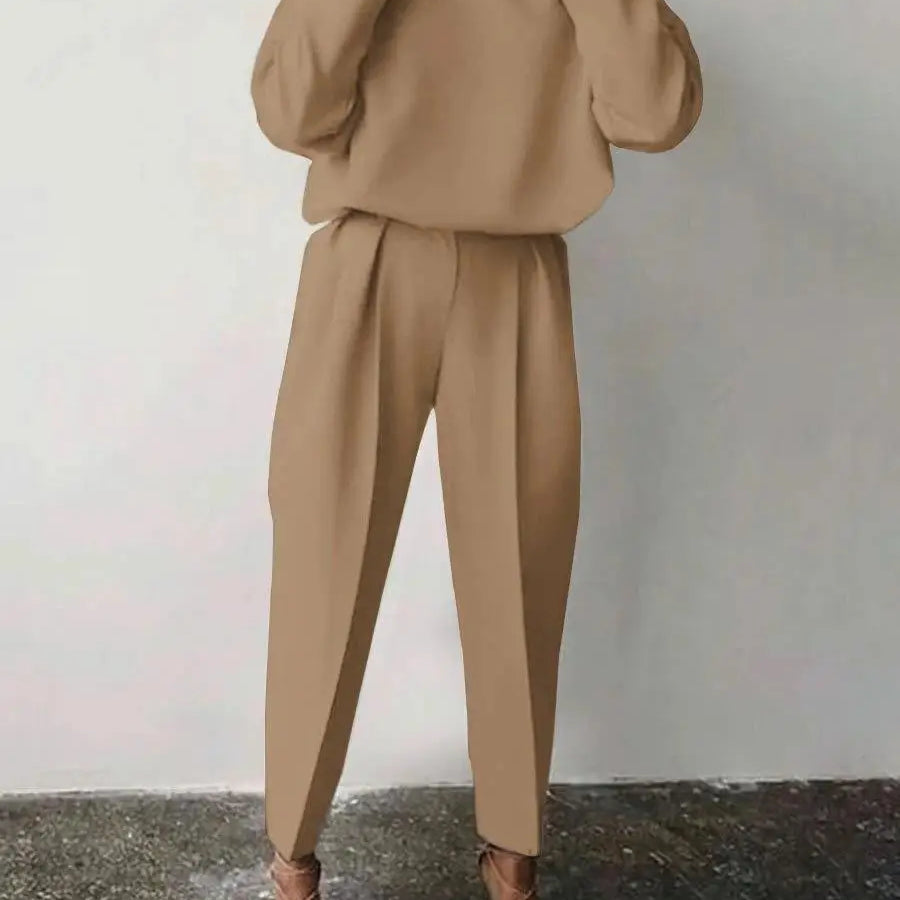 2 Piece Sets Women Outfits Simple Solid Tracksuit Drawstring Sportswear Joggers 2pcs Sets Spring Autumn Winter Clothing 3xl Dark Brown