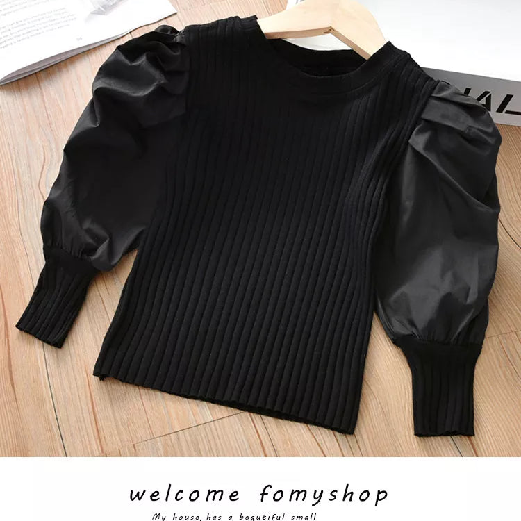 White Baby Girls Long Sleeve Shirt Princess Shirt for Tddler Girl Sweet Pullover Casual Shirt Children Tops Pullover black