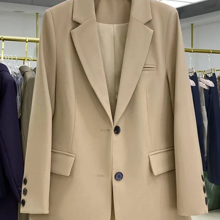 Women Jackets Pink Small Suit Women's Coat Casual Small Loose Korean Version Small Suit Women's Design Sense Blazer Women Turmeric