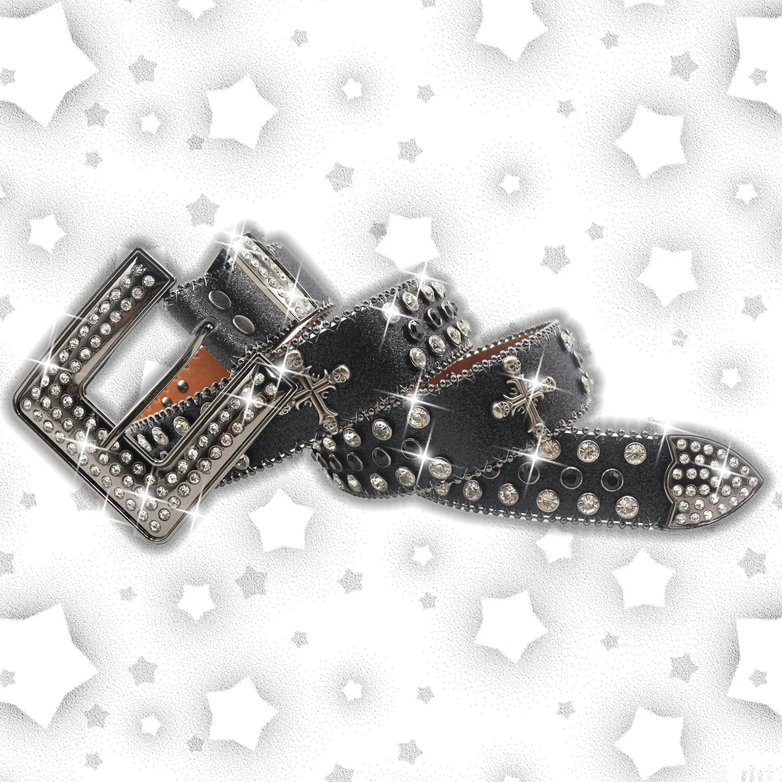 Vintage Dark Rhinestone Rivet Belt for Women Sequin Punk Hip Hop Jeans Accessories Luxury Designer bb Belt Beautiful FK-SZKLT-SB