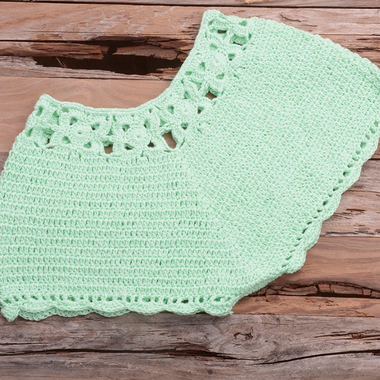 Bikini 2022 knitting Swimsuit Crochet Bikini Bohemia Style Off Shoulder High Neck Bathing Beach Bikinis Handmade Crochet Bikini Light Green