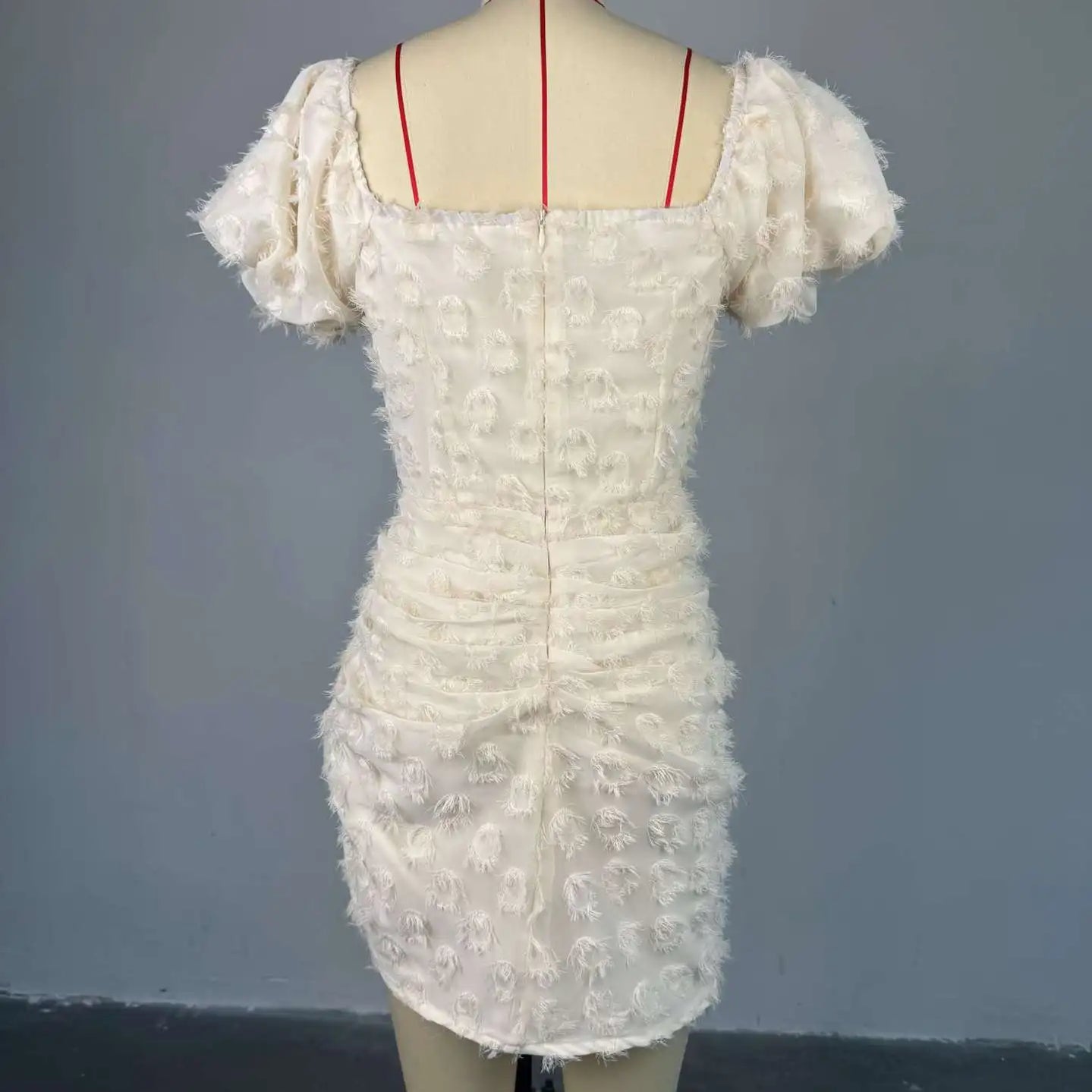 Summer Women Lantern Short Sleeve Side Split Ruched Midi Mini Dress 2025 Fashion Sexy Night Club Party Dresses Vestidos