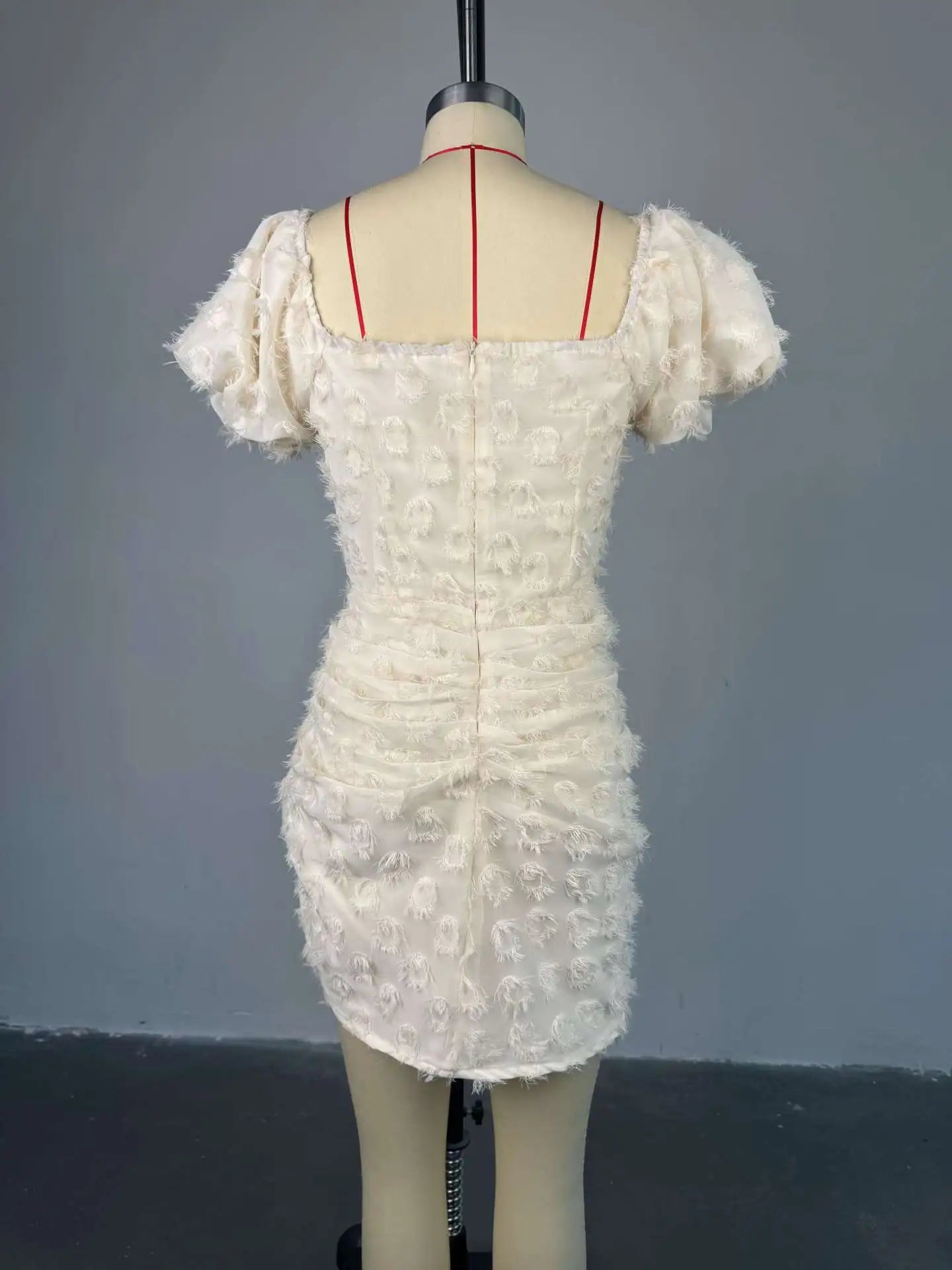 Summer Women Lantern Short Sleeve Side Split Ruched Midi Mini Dress 2025 Fashion Sexy Night Club Party Dresses Vestidos