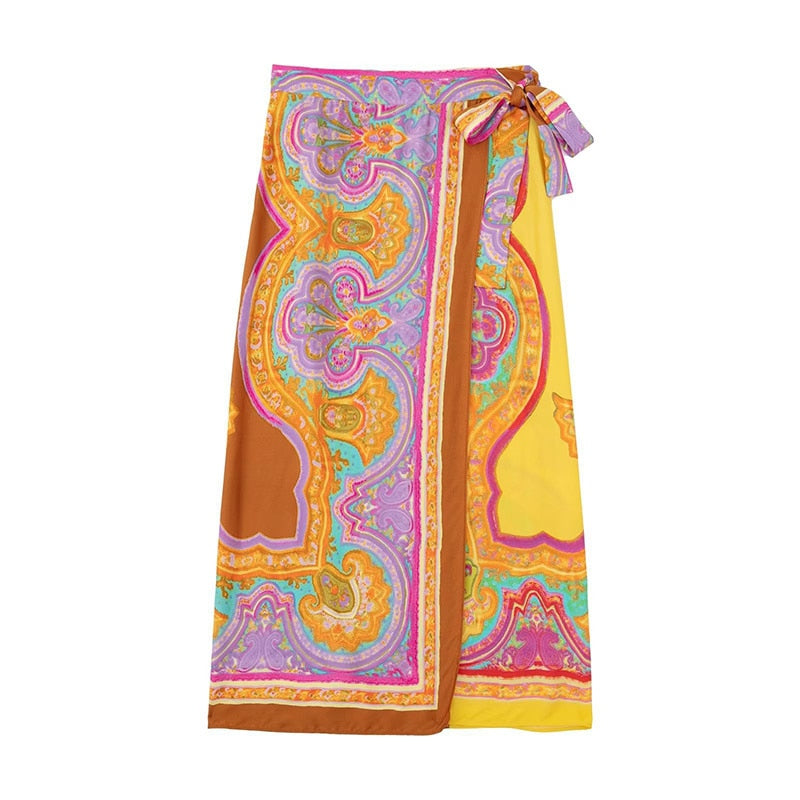 Women Casual Print Tunic Dress Robe Fashion Knotted Beach Skirt Long Sleeve Lapel Crop Shirt Tops Female Shorts 2022 Summer Sets Skirts