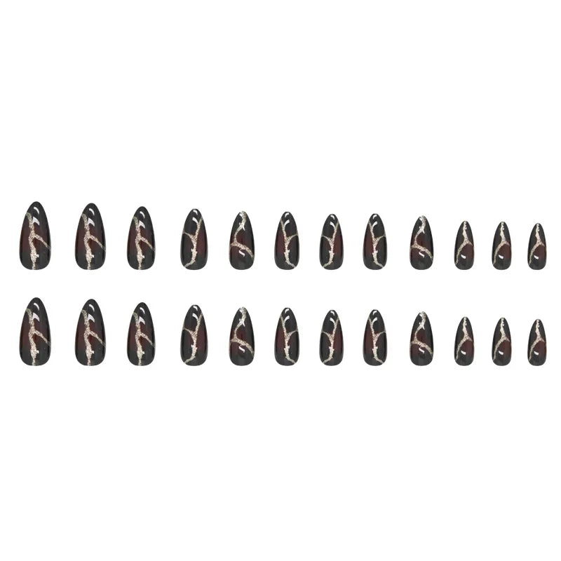 24 PCs Long French Minimalist Gold Nails with 1 Jelly Gel and 1 Nail File 24 PCs Long French Minimalist Gold Nails with 1 Jelly