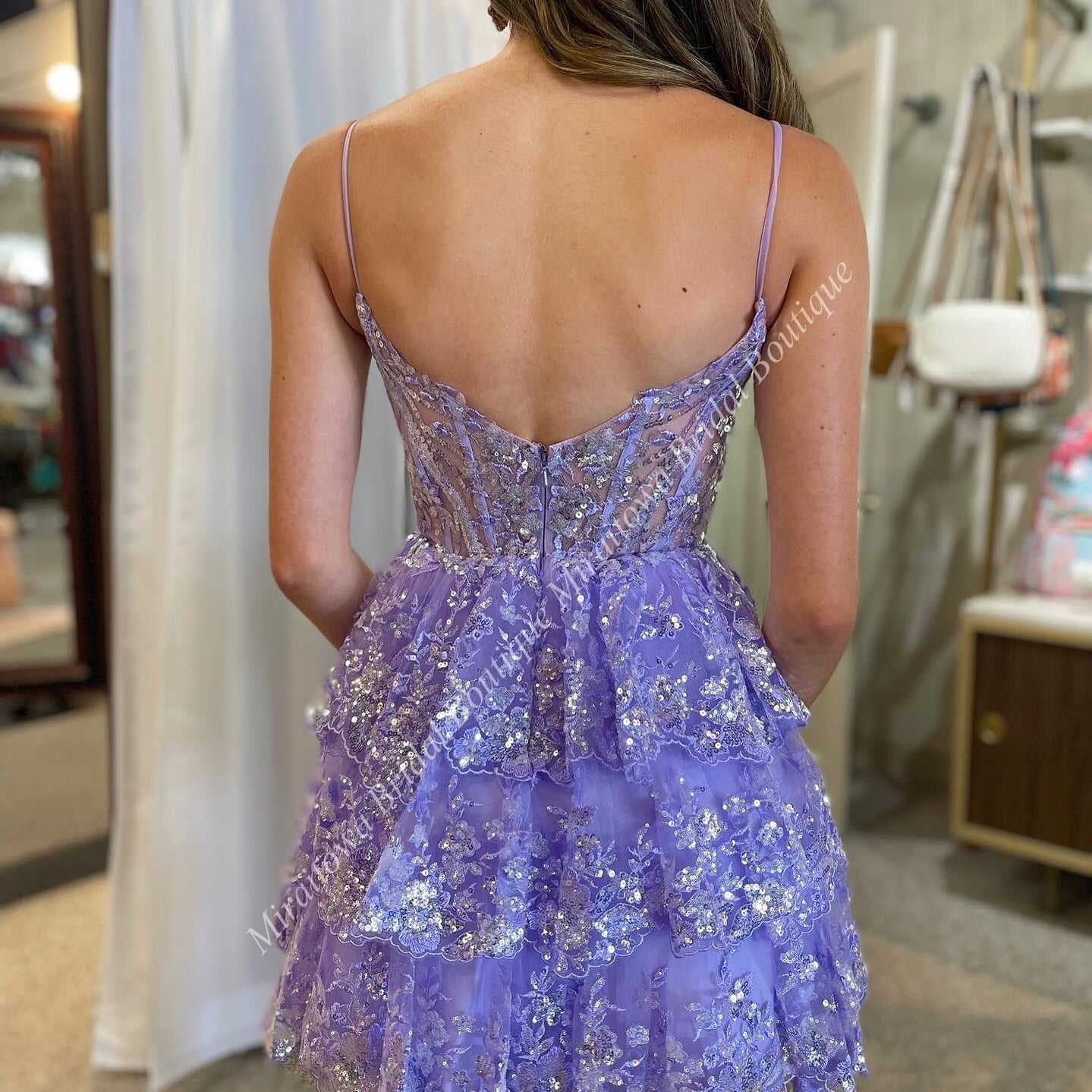 Sparkling Homecoming Dress 2k24 Short Ruffle Corset Spaghetti Pageant Formal Evening Cocktail Event Party Runway Black-Tie Gown