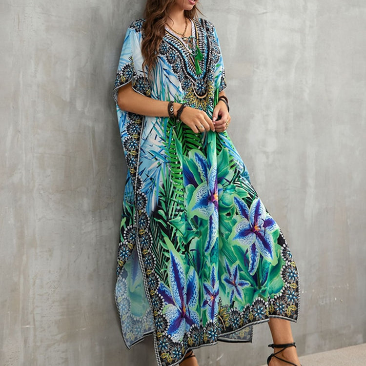 Plus Size Beach Cover Up Robe Plage Pareo Long Dress Summer Beachwear Swimsuit Cover Up Tunic For Beach Kaftan Dress Color 01 One Size