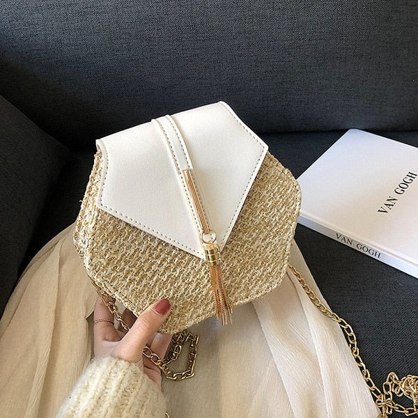 Summer Straw Handbag Wooden Handle Large Capacity Paper Rope Woven Straw Bag 2024 New Fashion Summer Vacation Travel Beach Bag white18