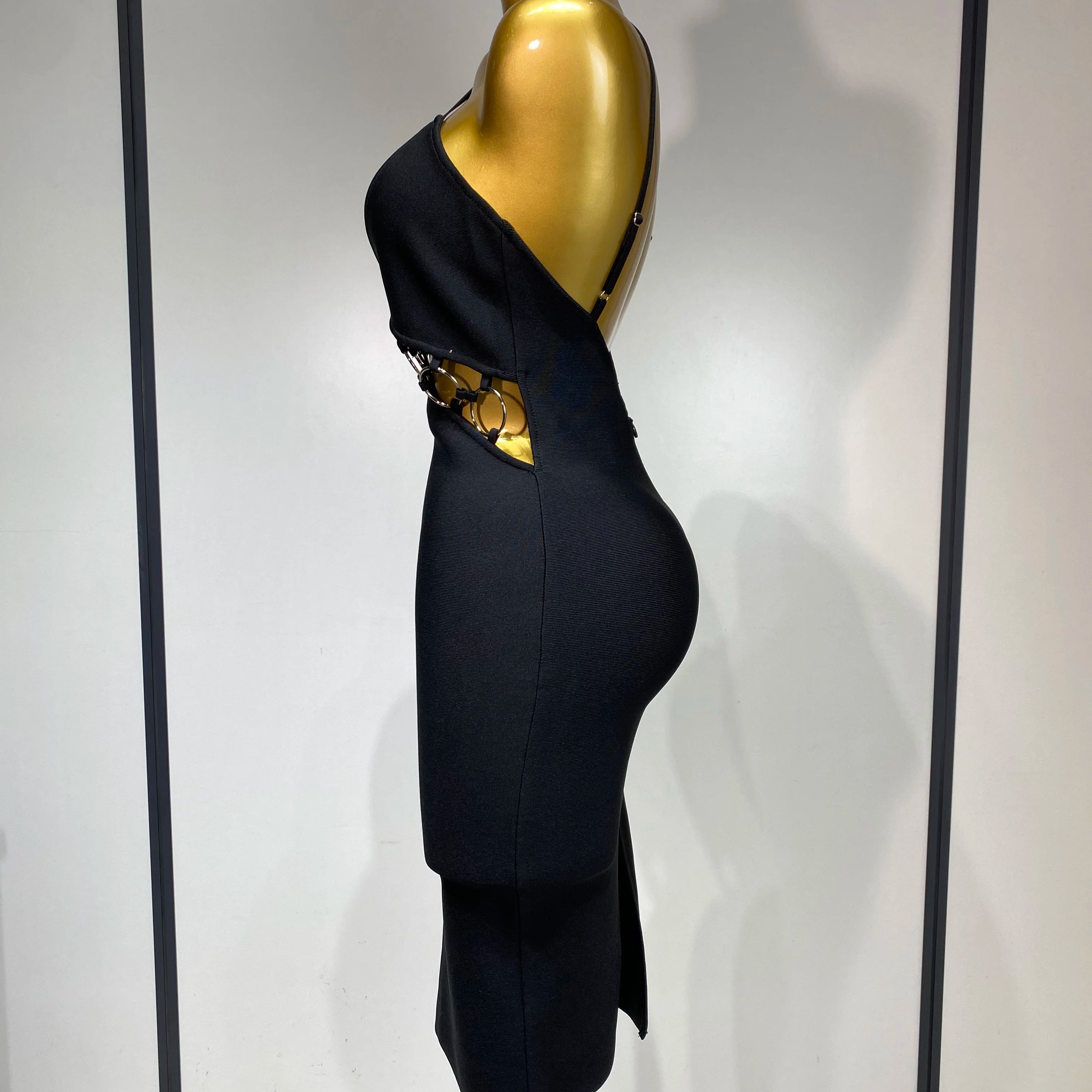 Women Sexy Backless Bodycon Bandage Dress Nightclub Party Evening Dress Luxury Birthday Cut Out Black Dresses